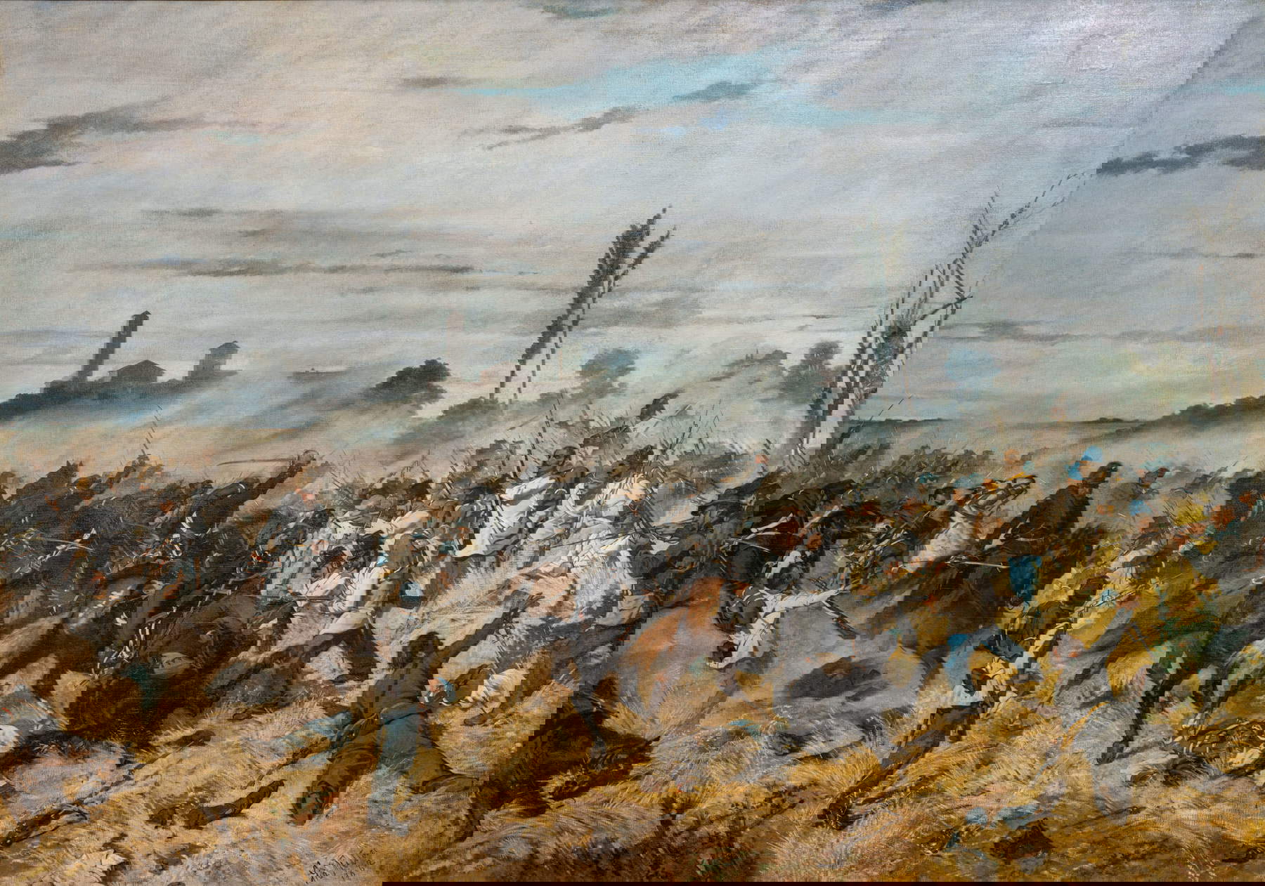 Giovanni Fattori, An Episode of Cavalry at Montebello (1862; oil on canvas, 204 x 290 cm; Livorno, Museo Civico Giovanni Fattori, inv. 1991/27, M62) Giovanni Fattori, An Episode of Cavalry at Montebello (1862; oil on canvas, 204 x 290 cm; Livorno, Museo Civico Giovanni Fattori, inv. 1991/27, M62)