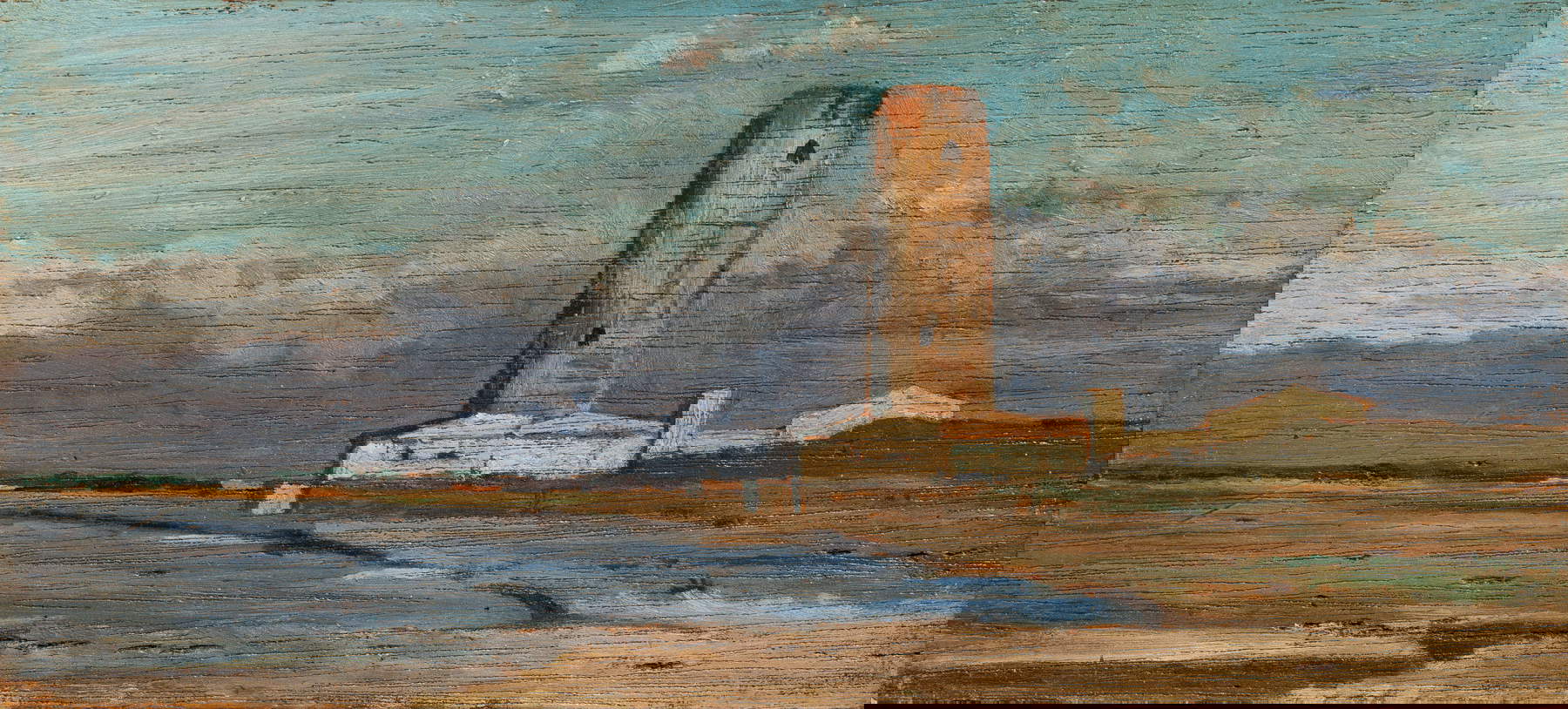 Giovanni Fattori, The Red Tower (La Torre del Magnale) (ca. 1866-1867; oil on panel, 14 x 28 cm; Livorno, Museo Civico Giovanni Fattori, inv. 1991/1038, M160) Giovanni Fattori, The Red Tower (La Torre del Magnale) (ca. 1866-1867; oil on panel, 14 x 28 cm; Livorno, Museo Civico Giovanni Fattori, inv. 1991/1038, M160)