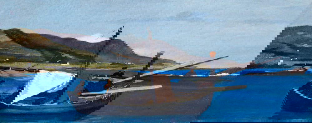 Giovanni Fattori, The Tip of the Romito with Boat and Fishermen (ca. 1866; oil on canvas, 22 x 56 cm; Private Collection, M170) Giovanni Fattori, The Tip of the Romito with Boat and Fishermen (ca. 1866; oil on canvas, 22 x 56 cm; Private Collection, M170)