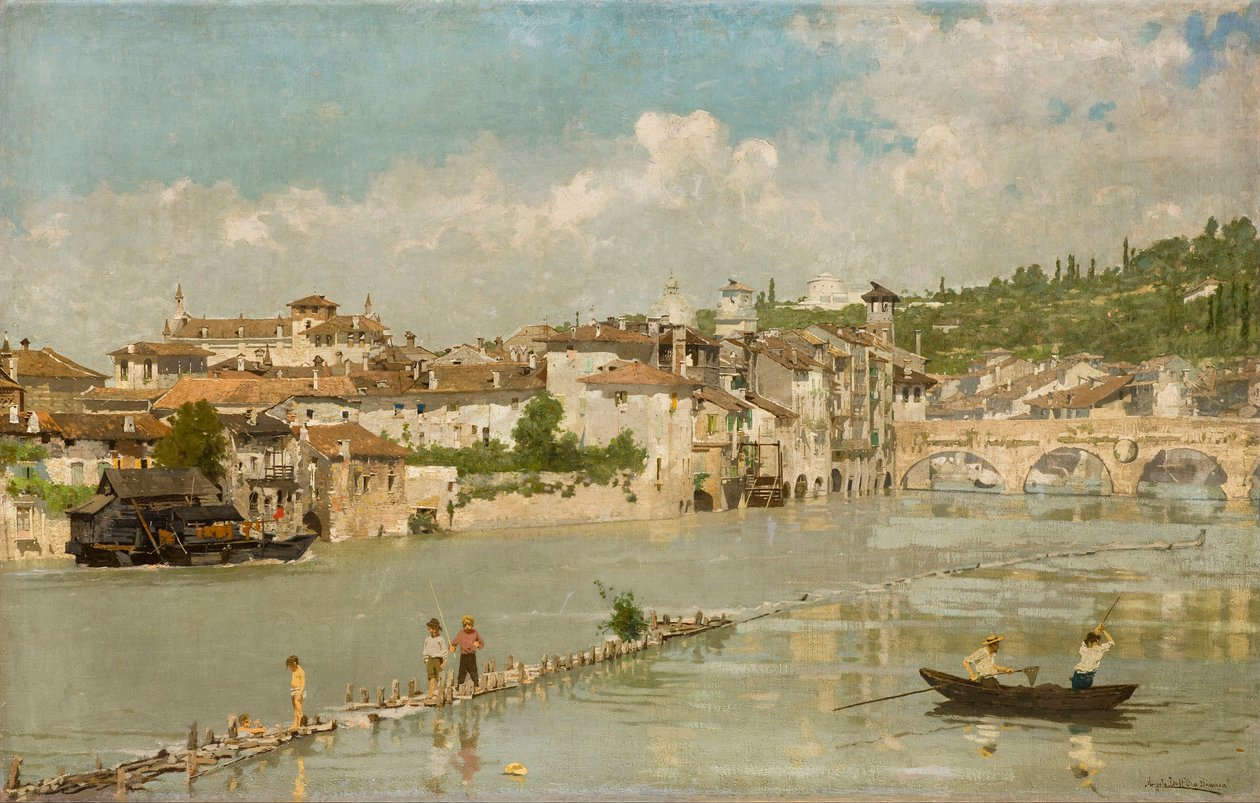 Angelo Dall'Oca Bianca, Pescatori di sabbia o Verona (1884; olio su tela; Milano, Fondazione Cariplo) Angelo Dall'Oca Bianca, Pescatori di sabbia o Verona (1884; olio su tela; Milano, Fondazione Cariplo)