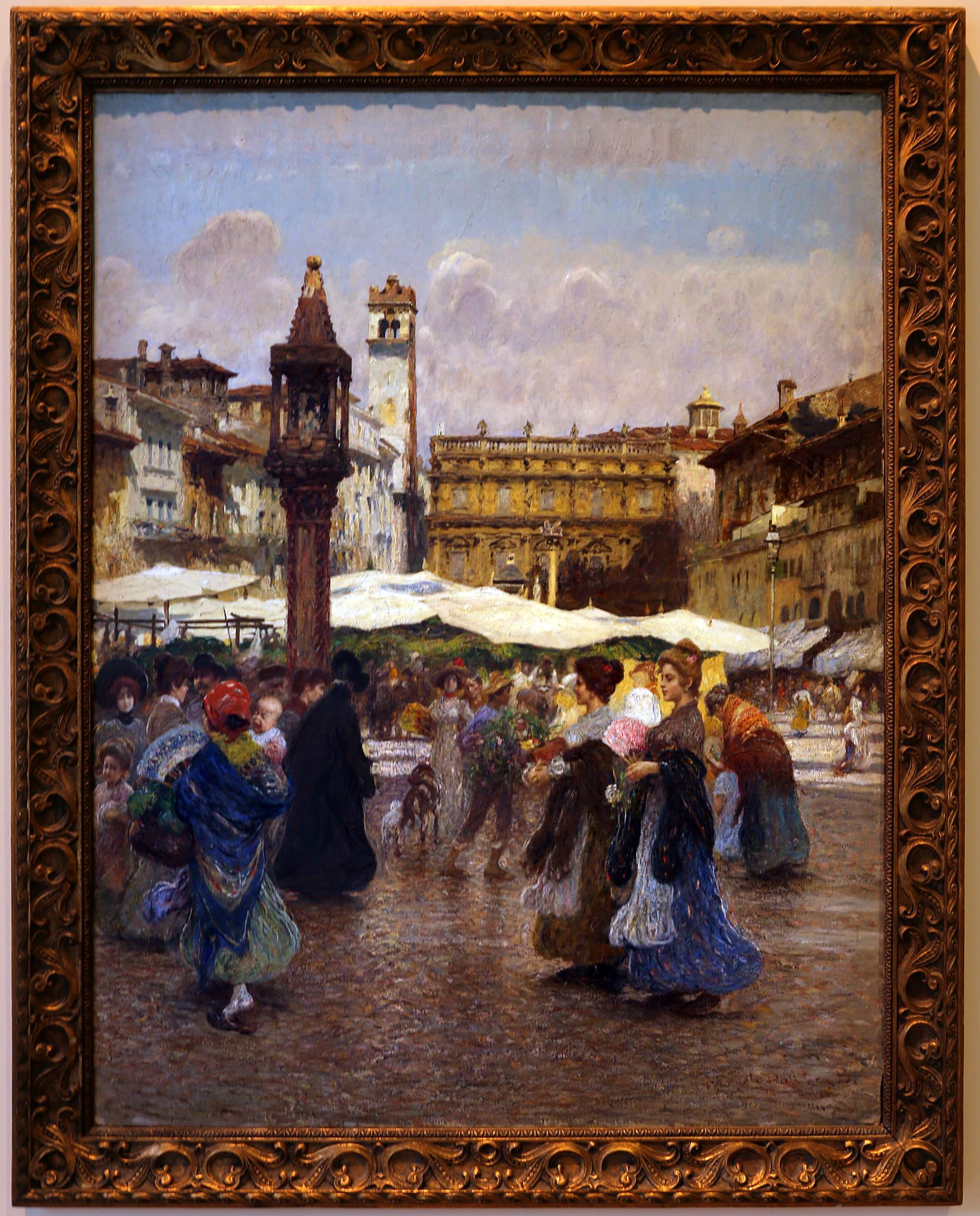 Angelo Dall'Oca Bianca, Piazza delle Erbe (1903; olio su tela, 171 x 131 cm; Verona, Galleria d'Arte Moderna Achille Forti, inv. 6158) Angelo Dall'Oca Bianca, Piazza delle Erbe (1903; olio su tela, 171 x 131 cm; Verona, Galleria d'Arte Moderna Achille Forti, inv. 6158)