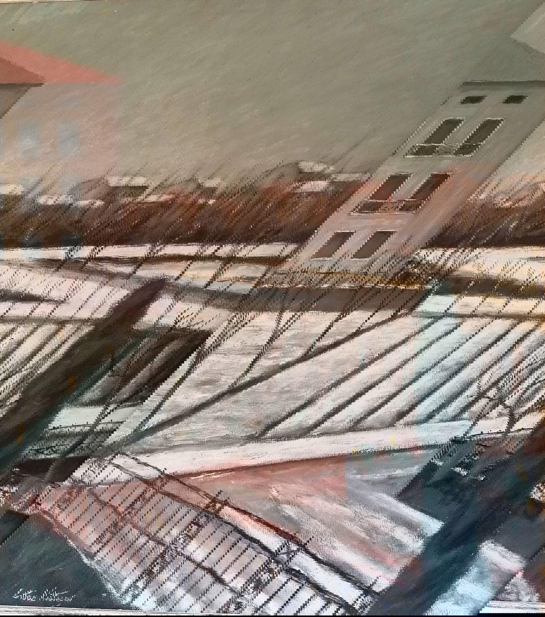 Ettore Vitturi, Nevicata in Borgo Trento - Via Guerzoni (1933; olio su tavola; Collezione privata) Ettore Vitturi, Nevicata in Borgo Trento - Via Guerzoni (1933; olio su tavola; Collezione privata)