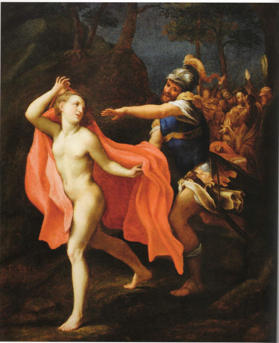 Correggio (dal), The Young Man Fleeing from the Capture of Christ (c. 1530; oil on walnut panel, 60.5 x 46.4 cm; Private collection)