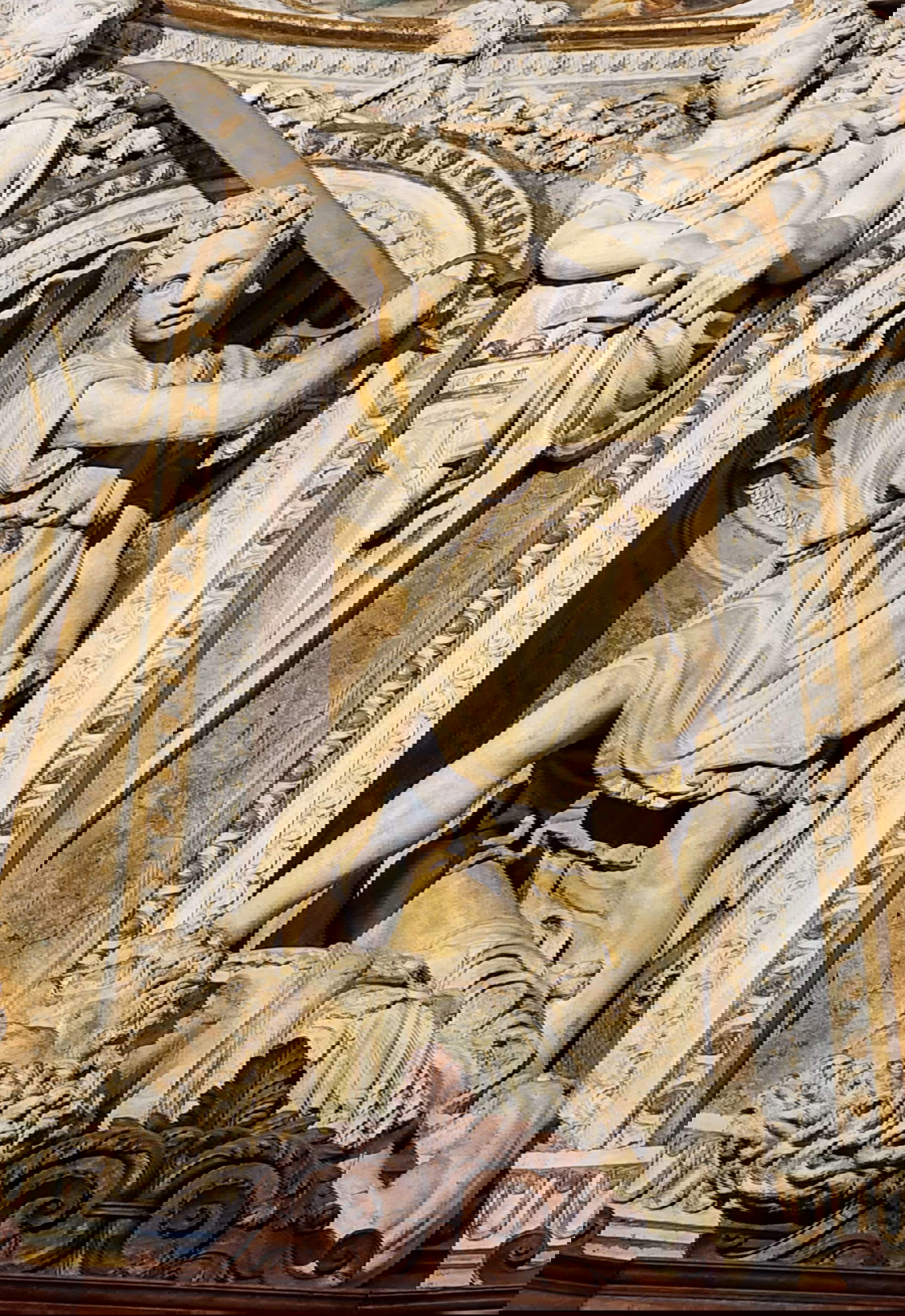 Antonio Abondio, David. Arriba a la izquierda, el telamón que recuerda al Moisés de Miguel Ángel.