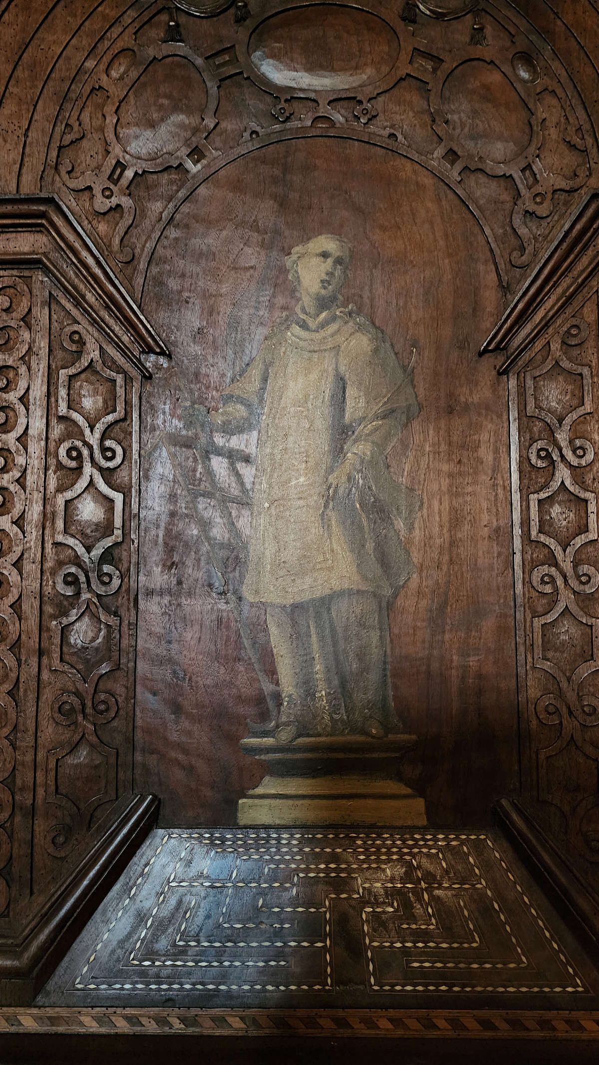 Uno de los santos del coro de madera de Anselmo de' Conti