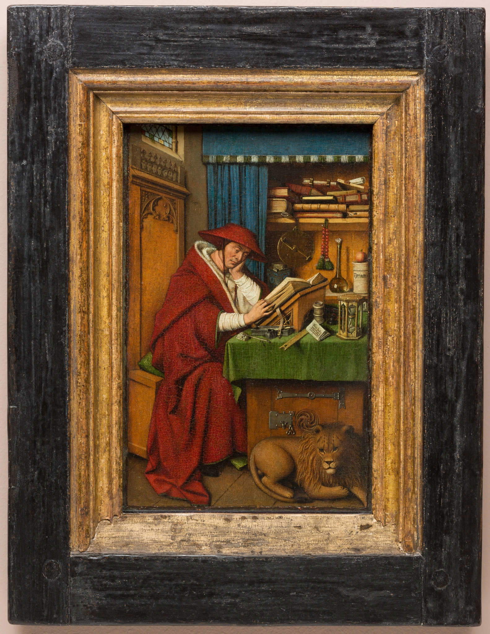 Jan van Eyck, St. Jerome in the Study (c. 1435-1442; oil on linen paper mounted on board, 20.6 &times; 13.3 cm; Detroit, Detroit Institute of Arts, inv. 25.4)