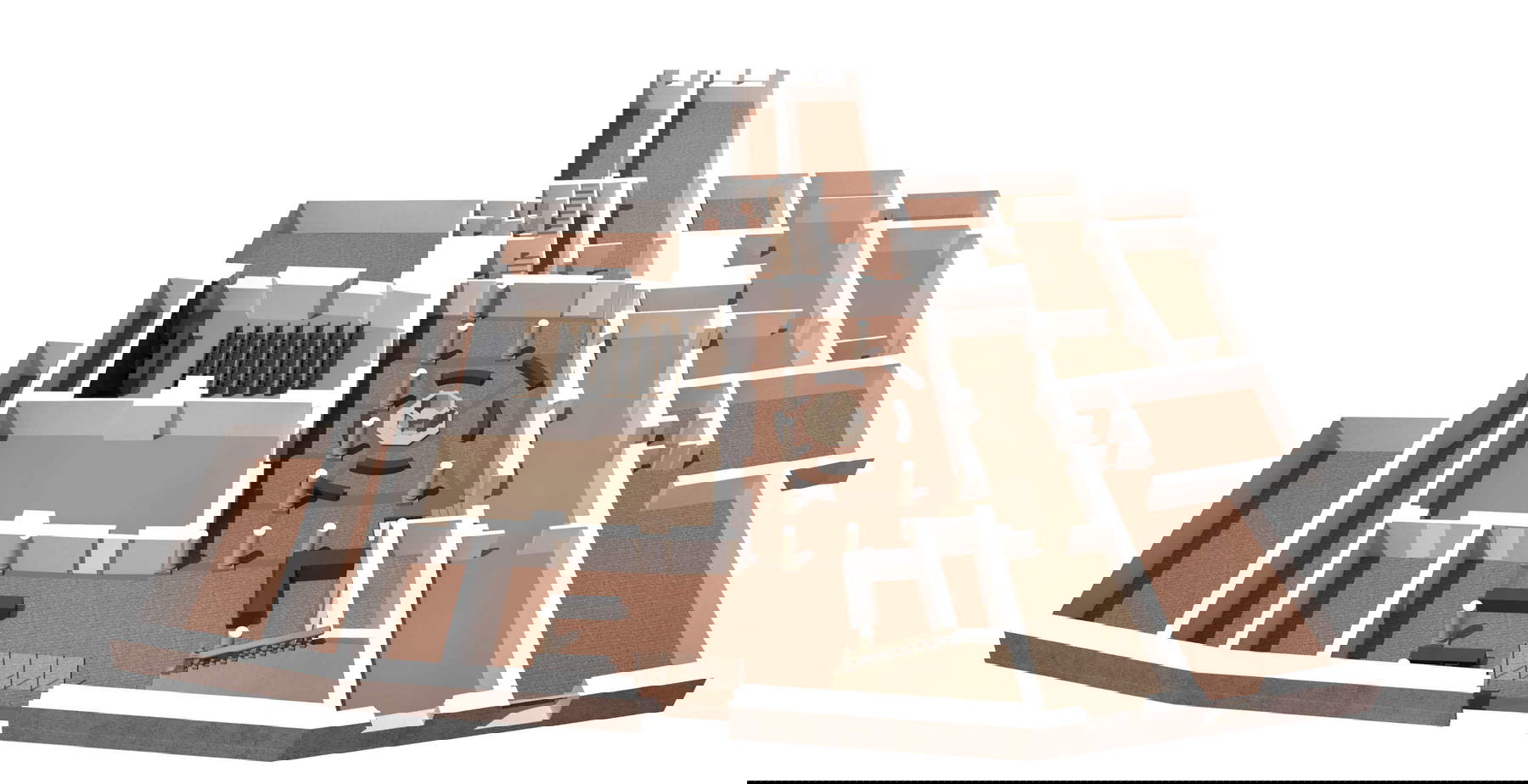 Axonometric cutaway of the first floor