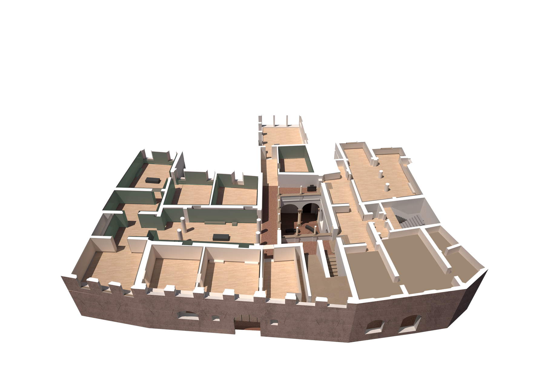 Spaccato assonometrico del primo piano della Siena National Picture Gallery