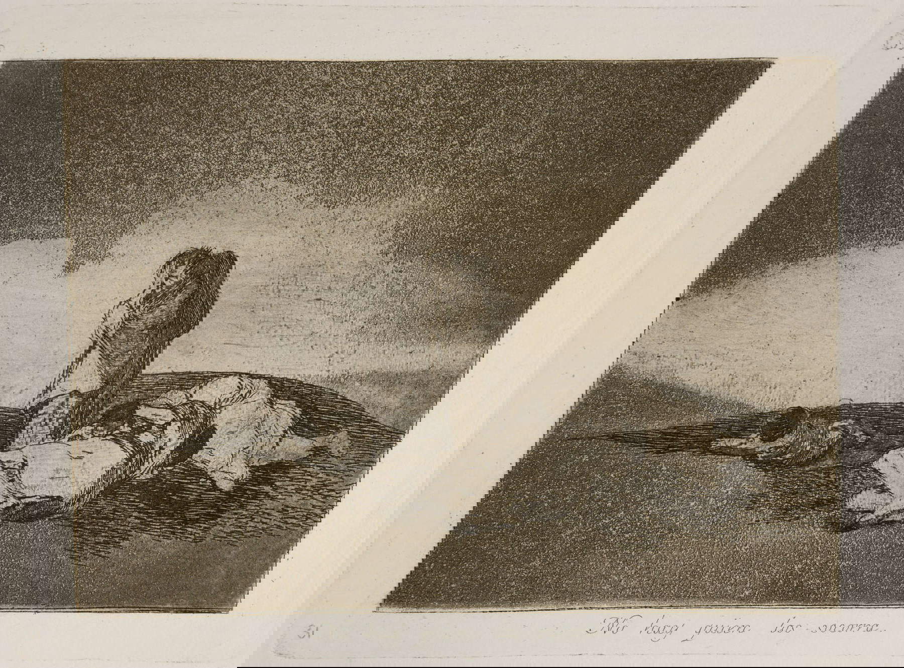 Francisco Goya, No hay quien los socorra, Tafel Nr. 60 aus Los desastres de la guerra (Erstausgabe, Madrid, Real Academia de Bellas Artes de San Fernando, 1863; Kupferstich; Madrid, Museo del Prado)