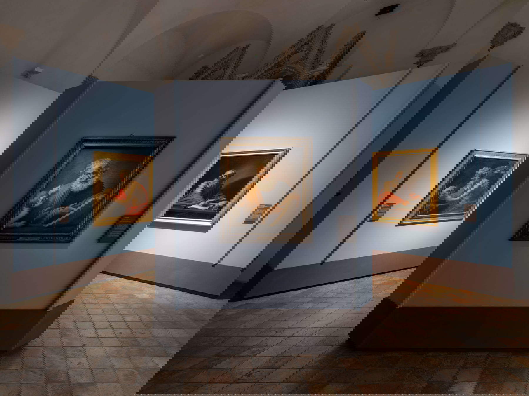 Mise en place de l'exposition Simone Cantarini. Un jeune maître entre Pesaro, Bologne et Rome