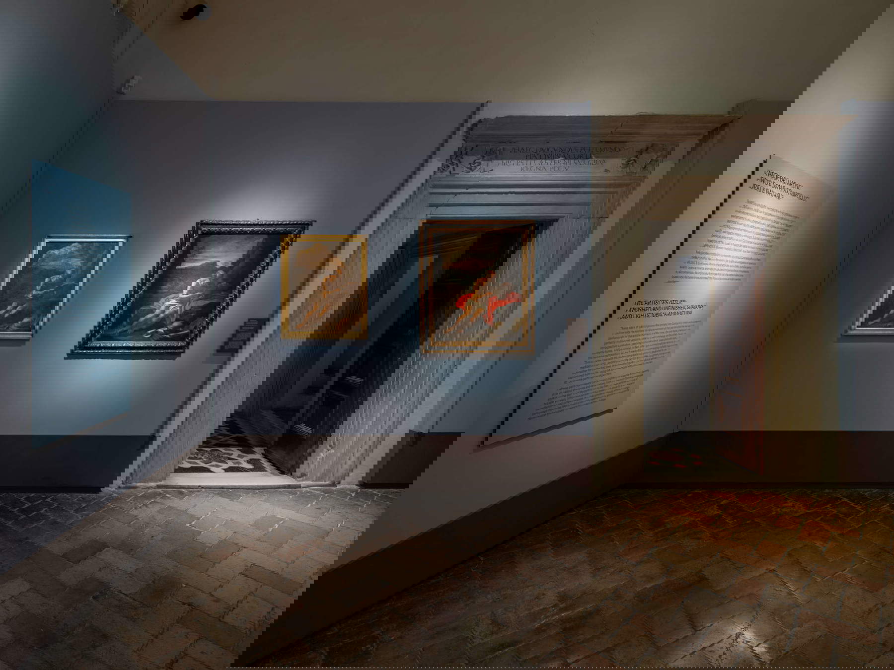 Mise en place de l'exposition Simone Cantarini. Un jeune maître entre Pesaro, Bologne et Rome