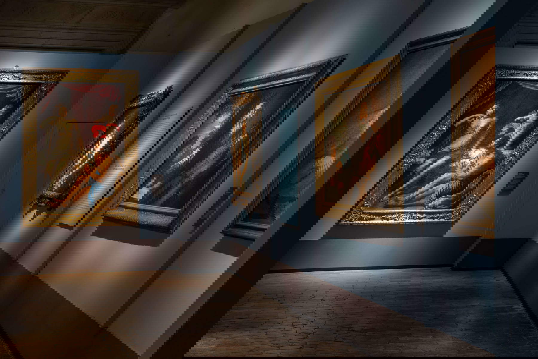 Mise en place de l'exposition Simone Cantarini. Un jeune maître entre Pesaro, Bologne et Rome