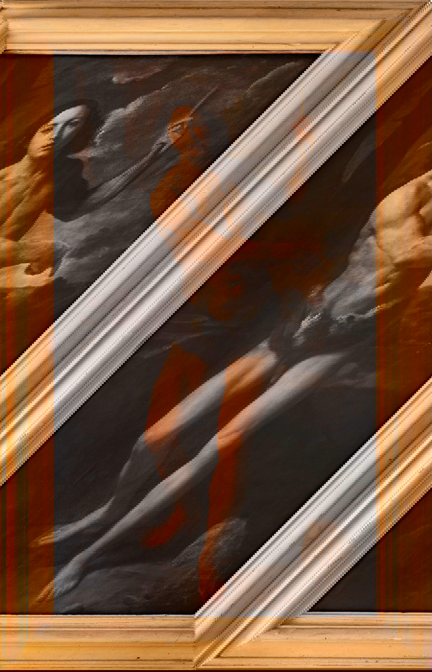 Simone Cantarini, Saint Jean-Baptiste dans le désert (vers 1637-1640 ; huile sur toile, 220 &times; 135 cm ; collection privée)