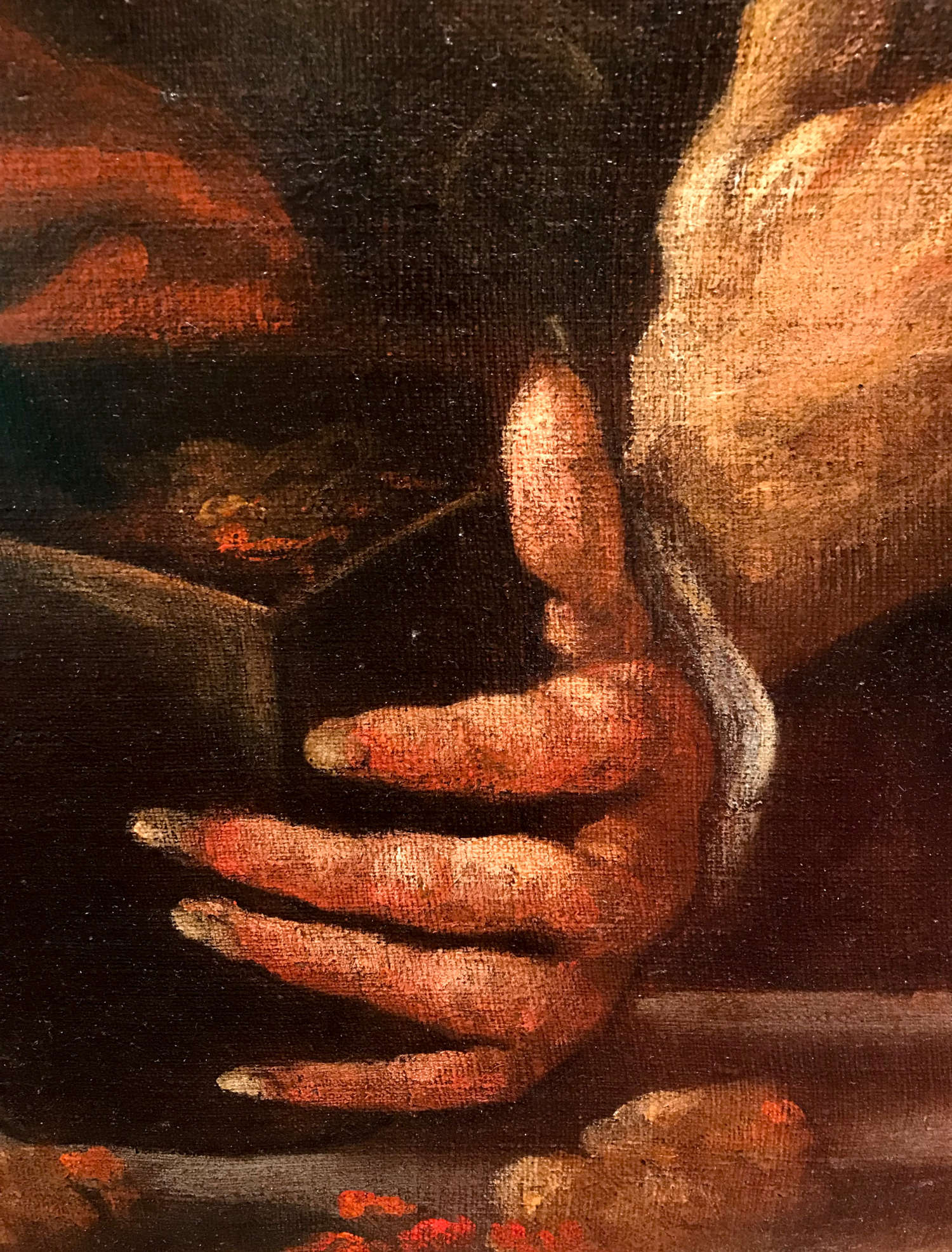 Pietro della Vecchia, I tre alchimisti, dettaglio