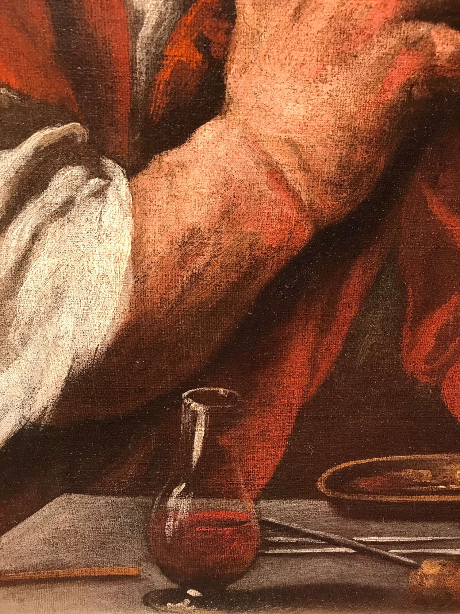 Pietro della Vecchia, I tre alchimisti, dettaglio