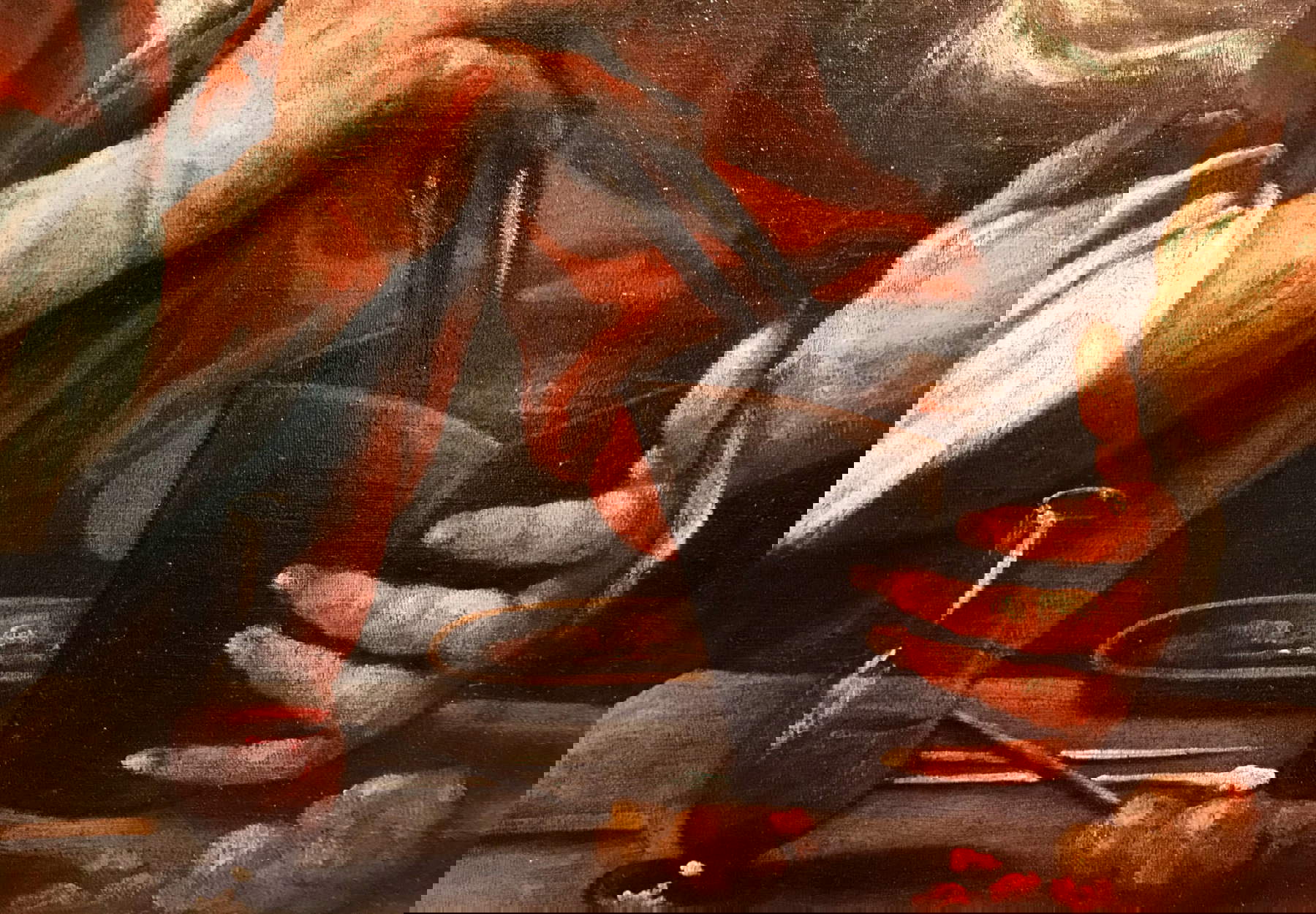 Pietro della Vecchia, I tre alchimisti, dettaglio