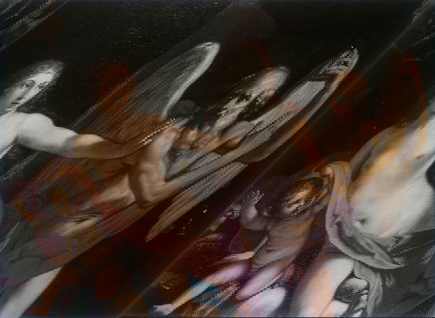 Elisabetta Sirani, La beauté chasse le temps (vers 1660 ; huile sur toile, 95 x 160 cm ; collection privée)