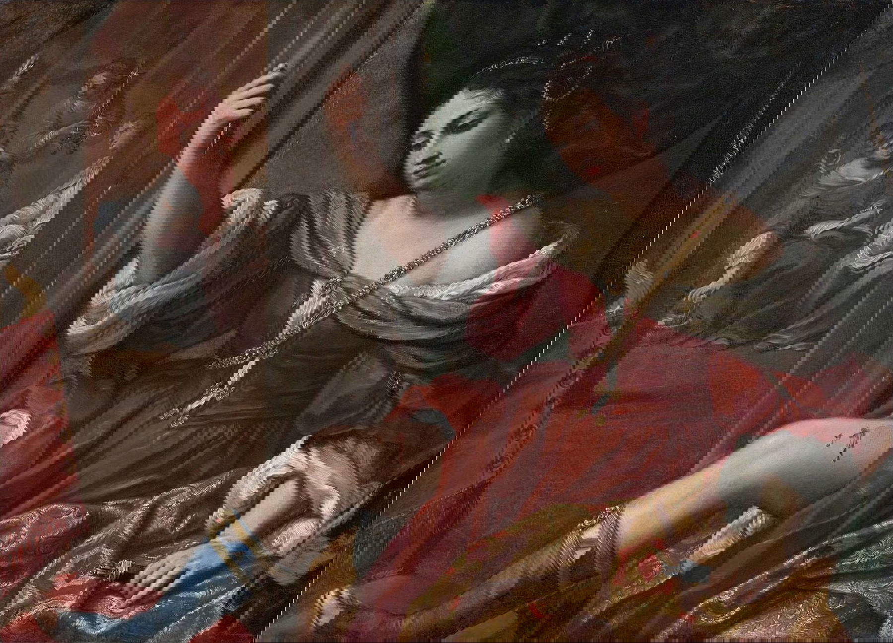 Elisabetta Sirani, Portia blessant sa cuisse (1664, huile sur toile, 101 x 138 cm ; Bologne, Fondazione Carisbo)