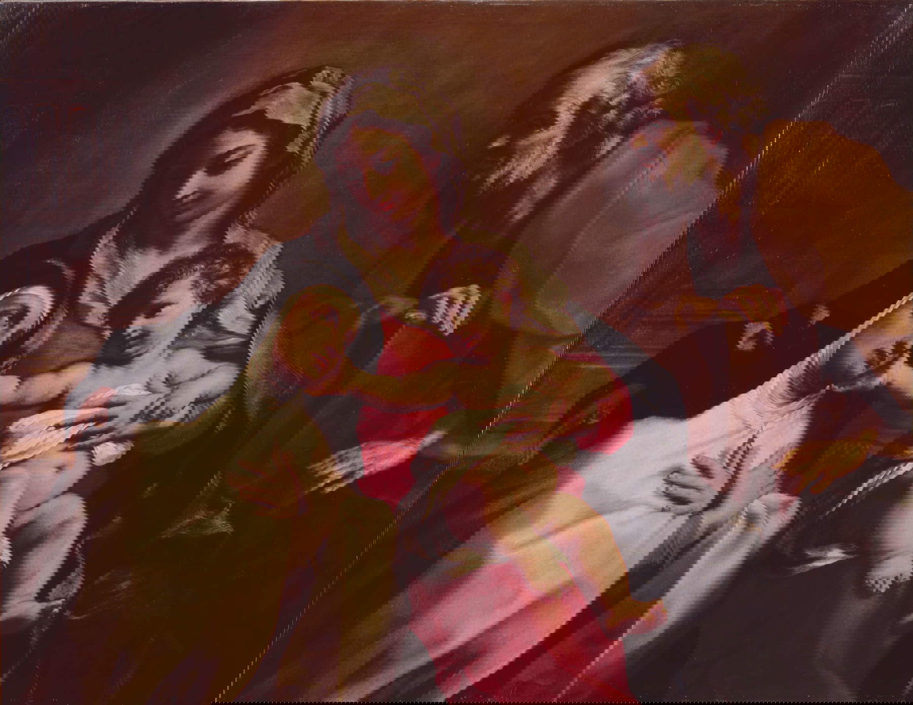 Elisabetta Sirani, Sainte Famille avec Sainte Thérèse (1664 ; huile sur toile, 122 x 161 cm ; Modène, collection privée)