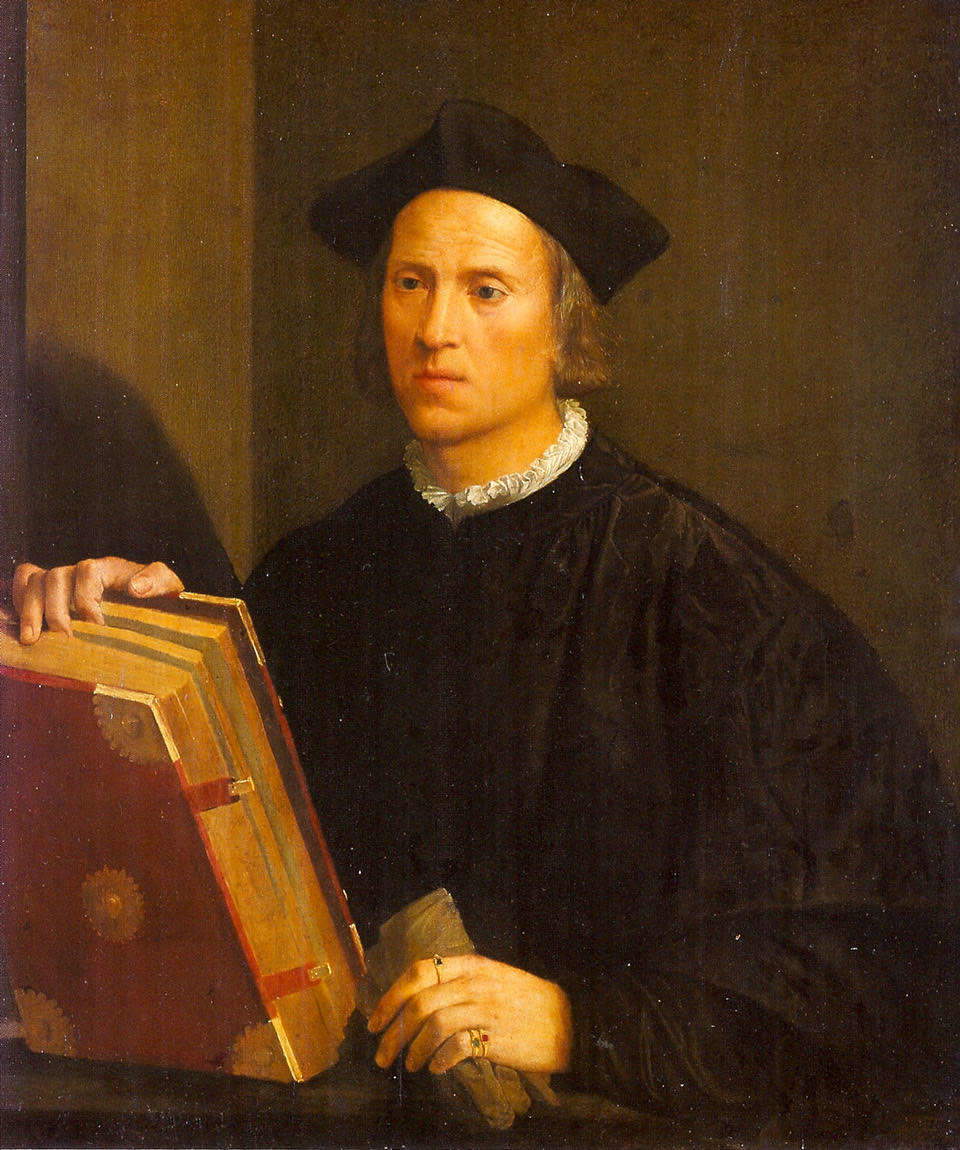 Correggio, Portrait of Physician Giovanni Battista Lombardi (c. 1513; oil on panel, 82.5 x 69 cm; Dresden, Gem&auml;ldegalerie)