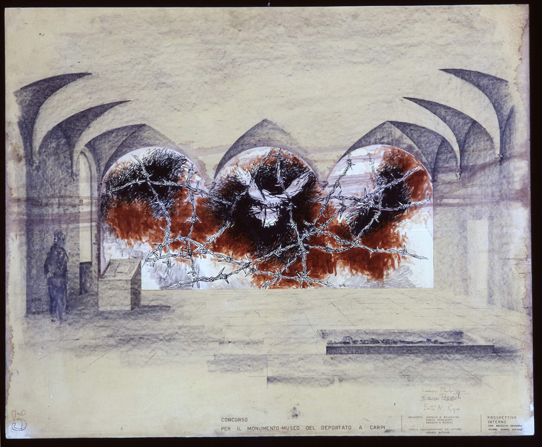 Renato Guttuso, Skizze für das Graffito im Museo Monumento al Deportato in Carpi (1968)