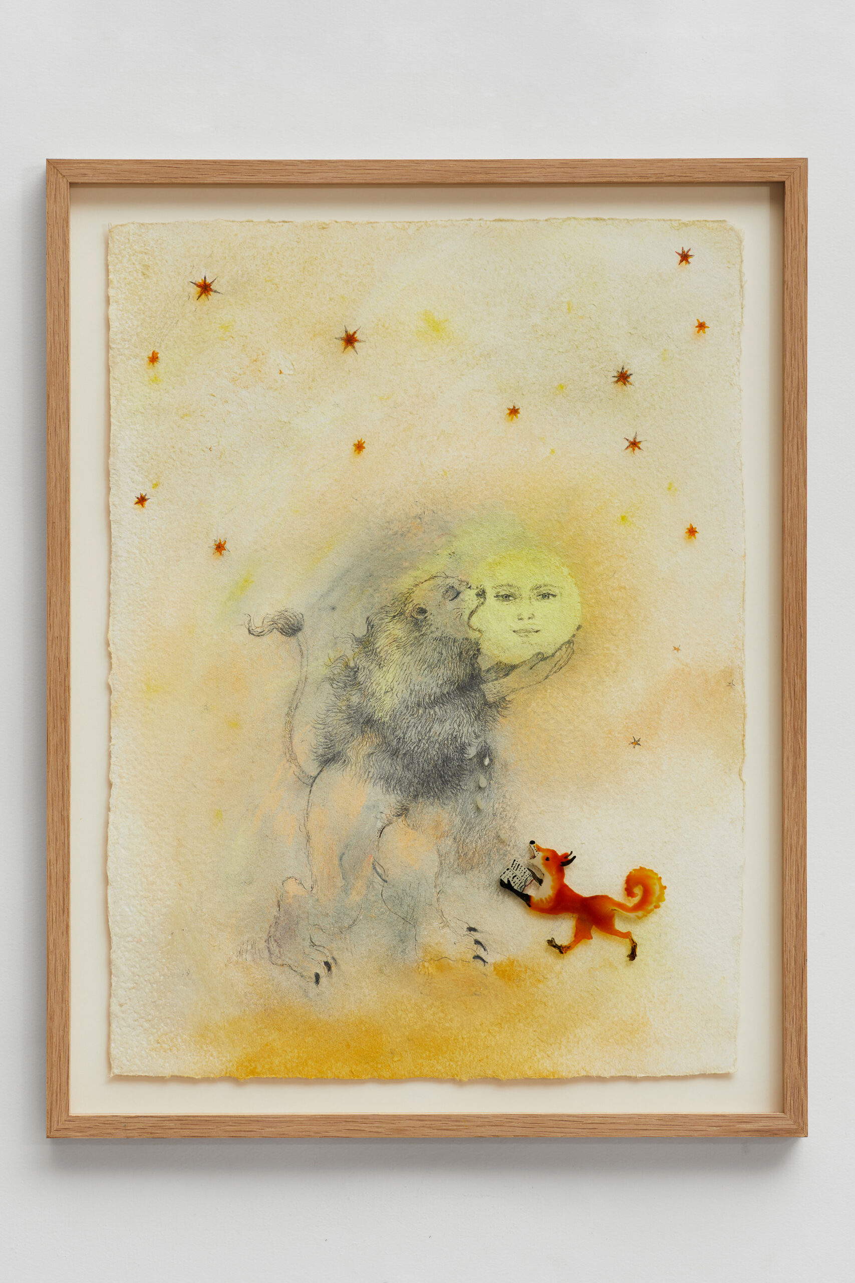 Karine Rougier, Penser par le milieu (2024; díptico, témpera sobre papel indio Lamali y barniz de vidrio antirreflejos, 37 x 28 cm). Presentado por Les Filles du Calvaire