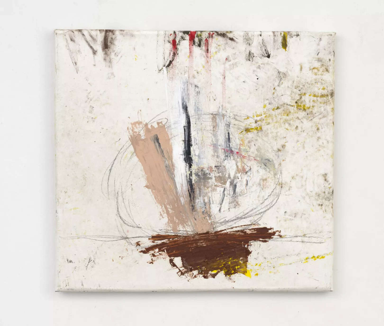 Marco Salvetti, St(25_11) (2025; óleo sobre papel aplicado a lienzo, 48 x 51 cm). Presentado por Cardelli&amp;Fontana