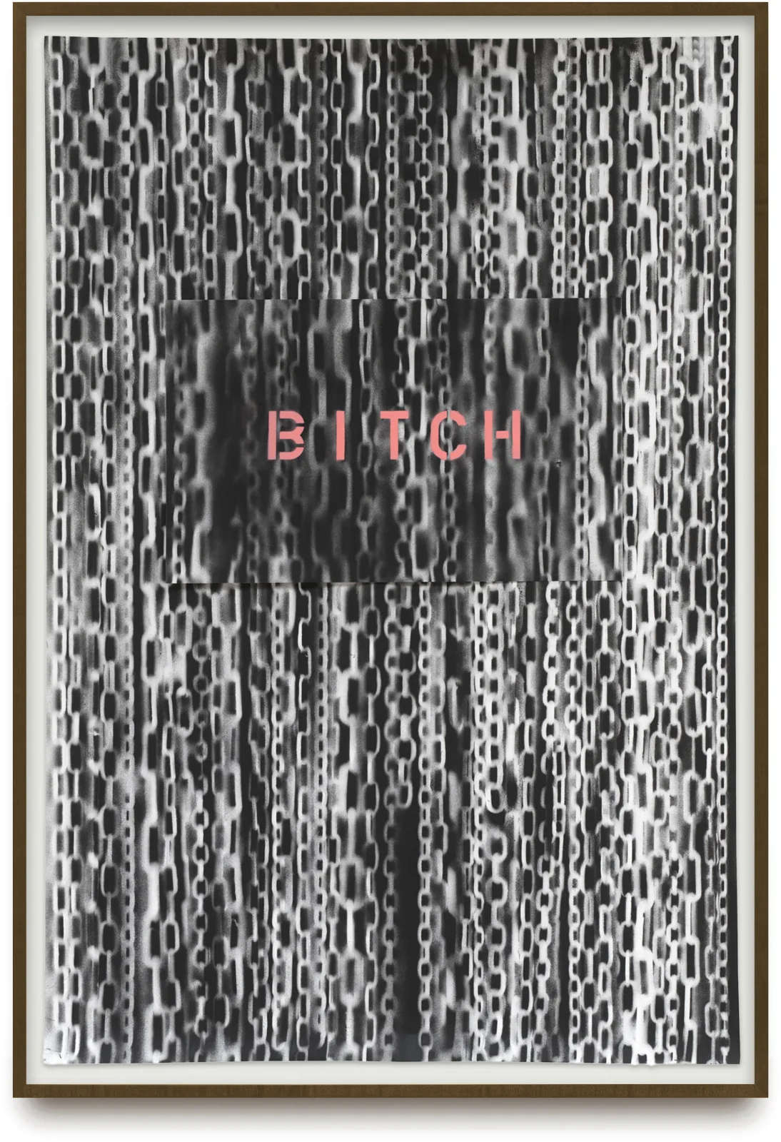 Monica Bonvicini, Bitch (2023; spray sobre papel, 150 x 100 cm). Presentado por Magazzino