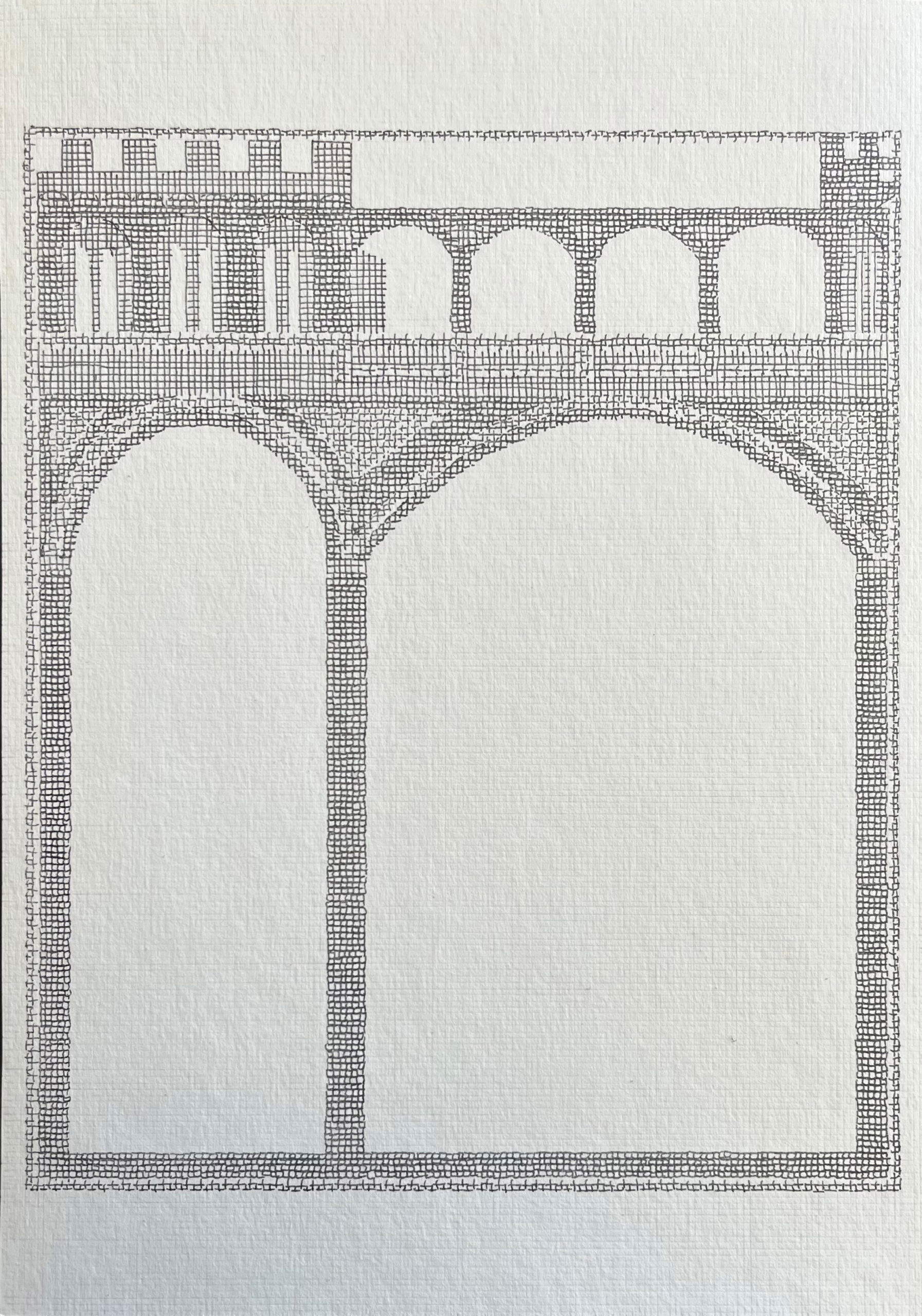 Orianne Castel, Au seuil de la peinture (2025; tinta y lápiz sobre papel, 21 x 14,8 cm). Presentado por Analix Forever