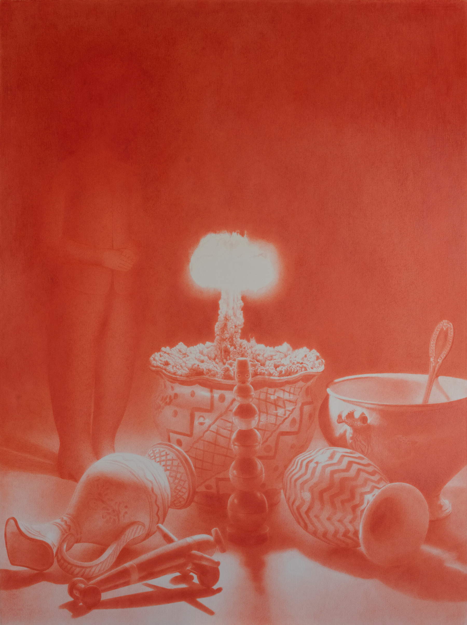 Pedro A.H. Paix&atilde;o, Tiny Nuclear (2025; lápiz sobre papel, 76 x 56 cm). Presentado por Galeria 111