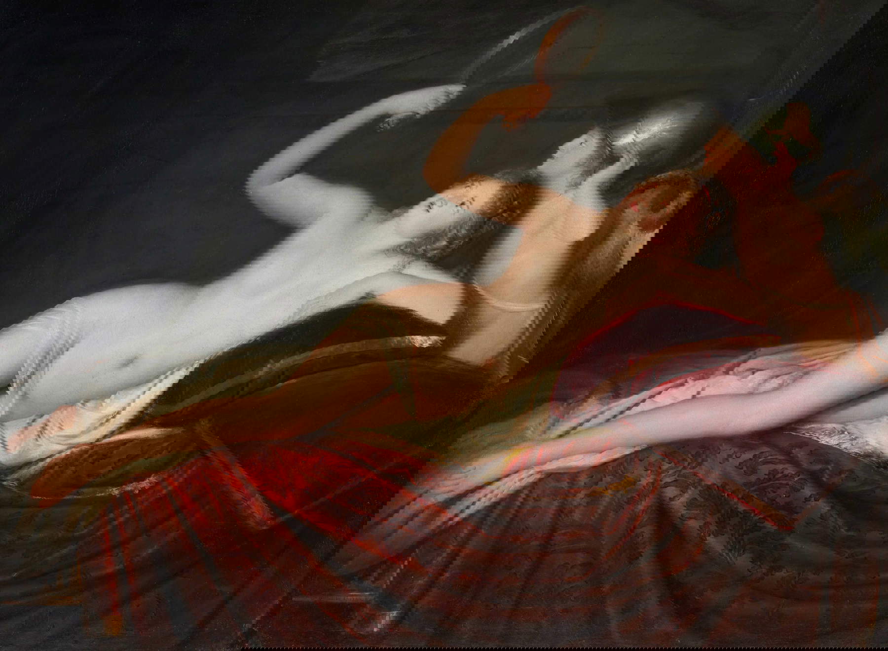 Domenico Pellegrini, Amore e Venere si specchiano (1792; olio su tela, 131 x 179 cm). Presentato da Milani Antichit&agrave;