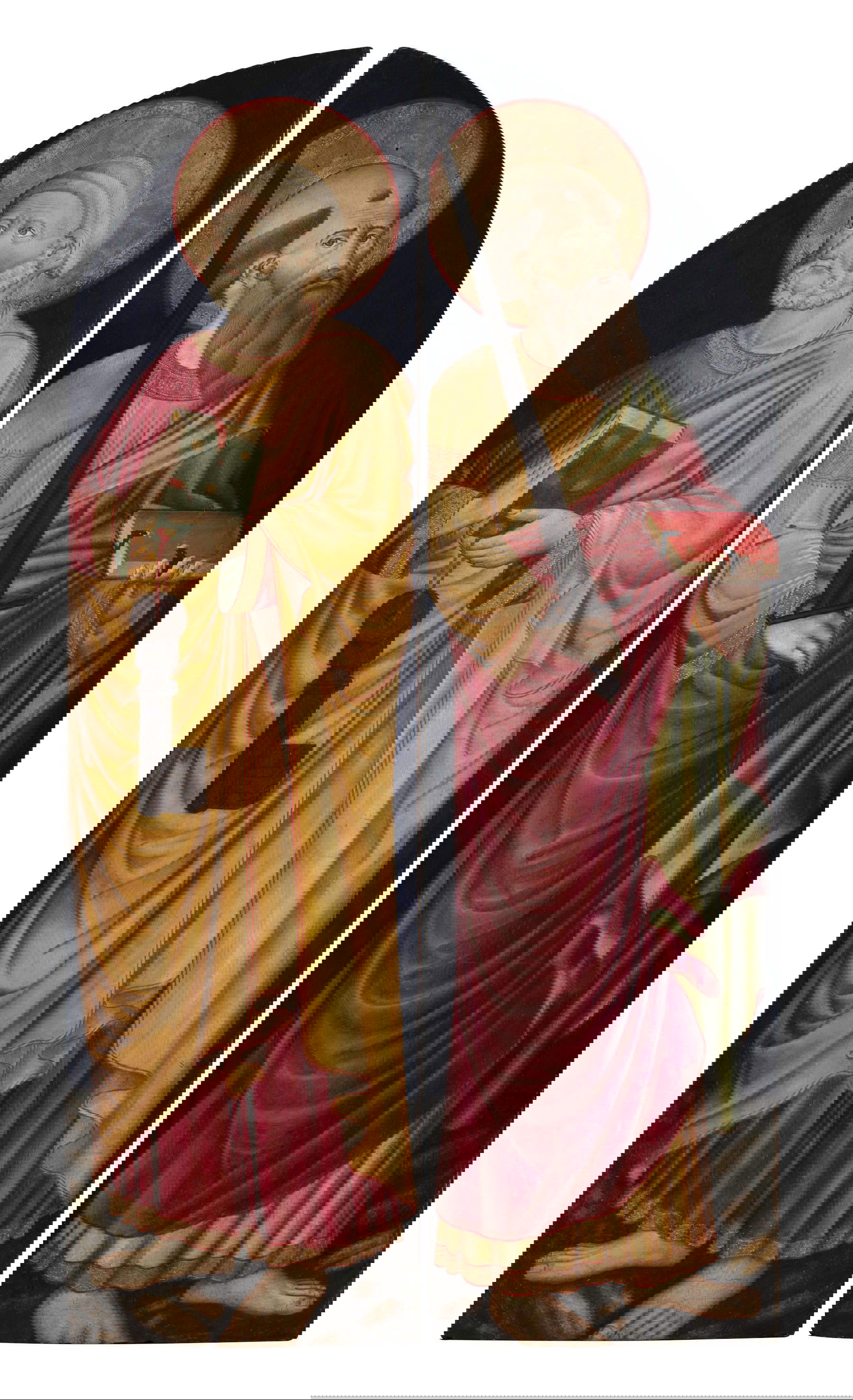 Zanetto Bugatto, Due santi (olio su tavola, 118,9 x 32,4 e 118,5 x 31,9 cm). Presentato da Carlo Orsi