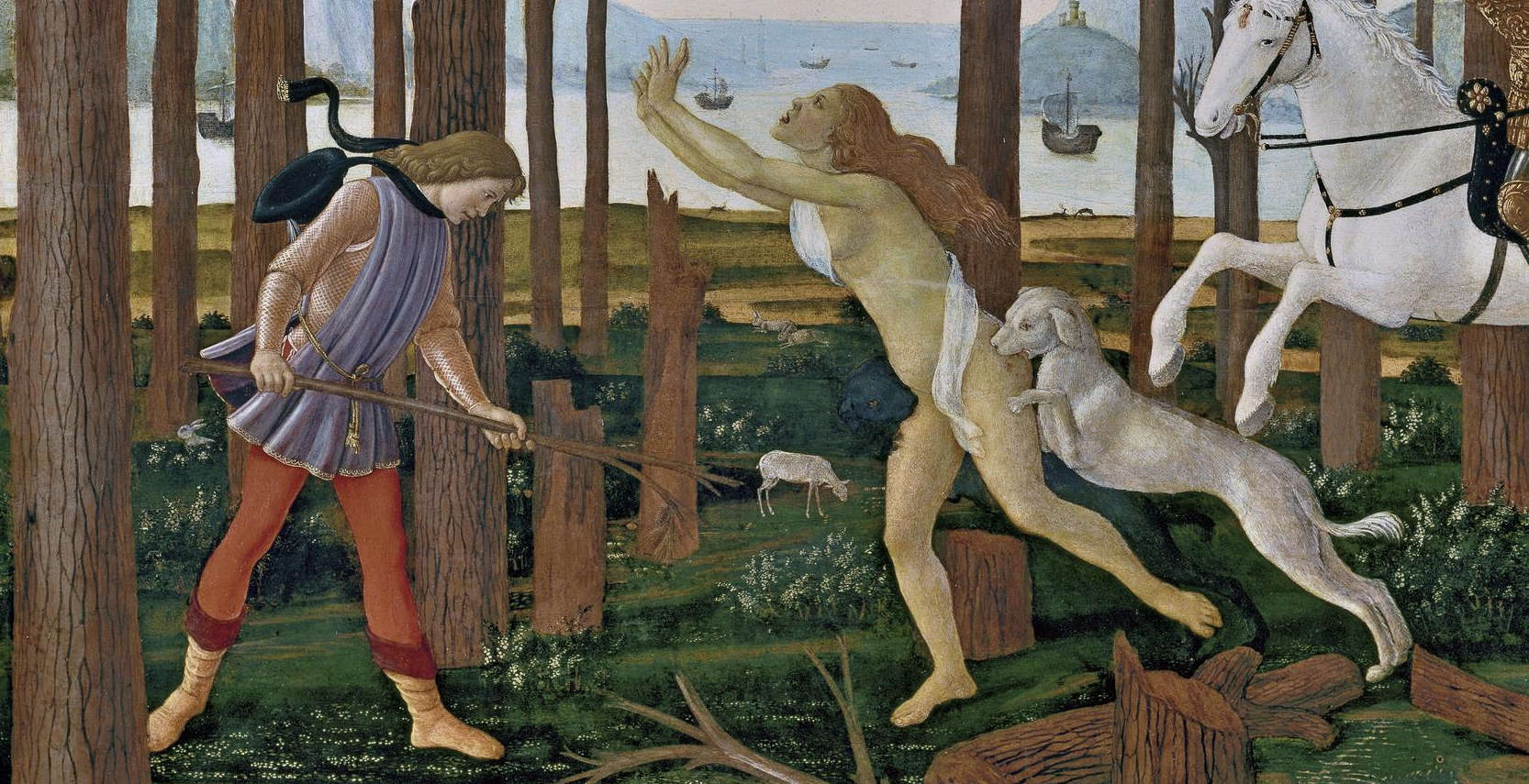 Abb. 2 Detail von Nastagio, der sein Opfer mit einem Ast verteidigt