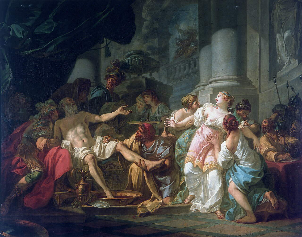 Jacques-Louis David, Der Tod des Seneca (1773; Öl auf Leinwand, 122 x 155 cm; Paris, Petit Palais)