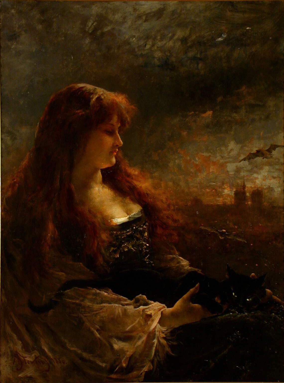 Alfred Stevens, L'&Eacute;lectricit&eacute; (The Electricity) (1880; oil on panel, 116 x 88 cm; Nice, Mus&eacute;e des Beaux-Arts Jules Ch&eacute;ret - Ville de Nice, inv. N.Mba 1996.1.19)