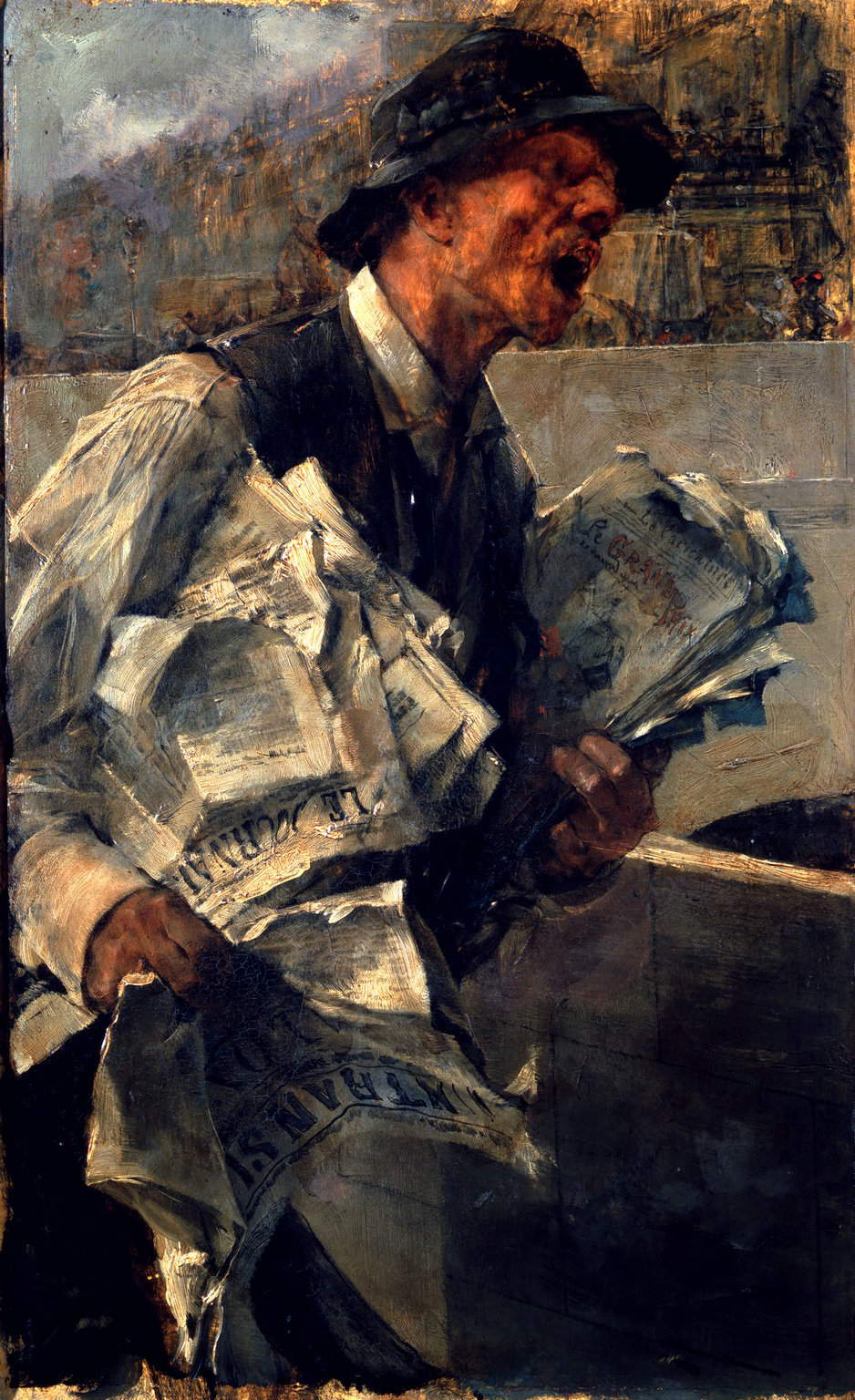Giovanni Boldini, Lo strillone (ca. 1880; oil on panel, 47 x 29 cm; Naples, Museo e Real Bosco di Capodimonte, gift A. Marino, inv. OA 7681)