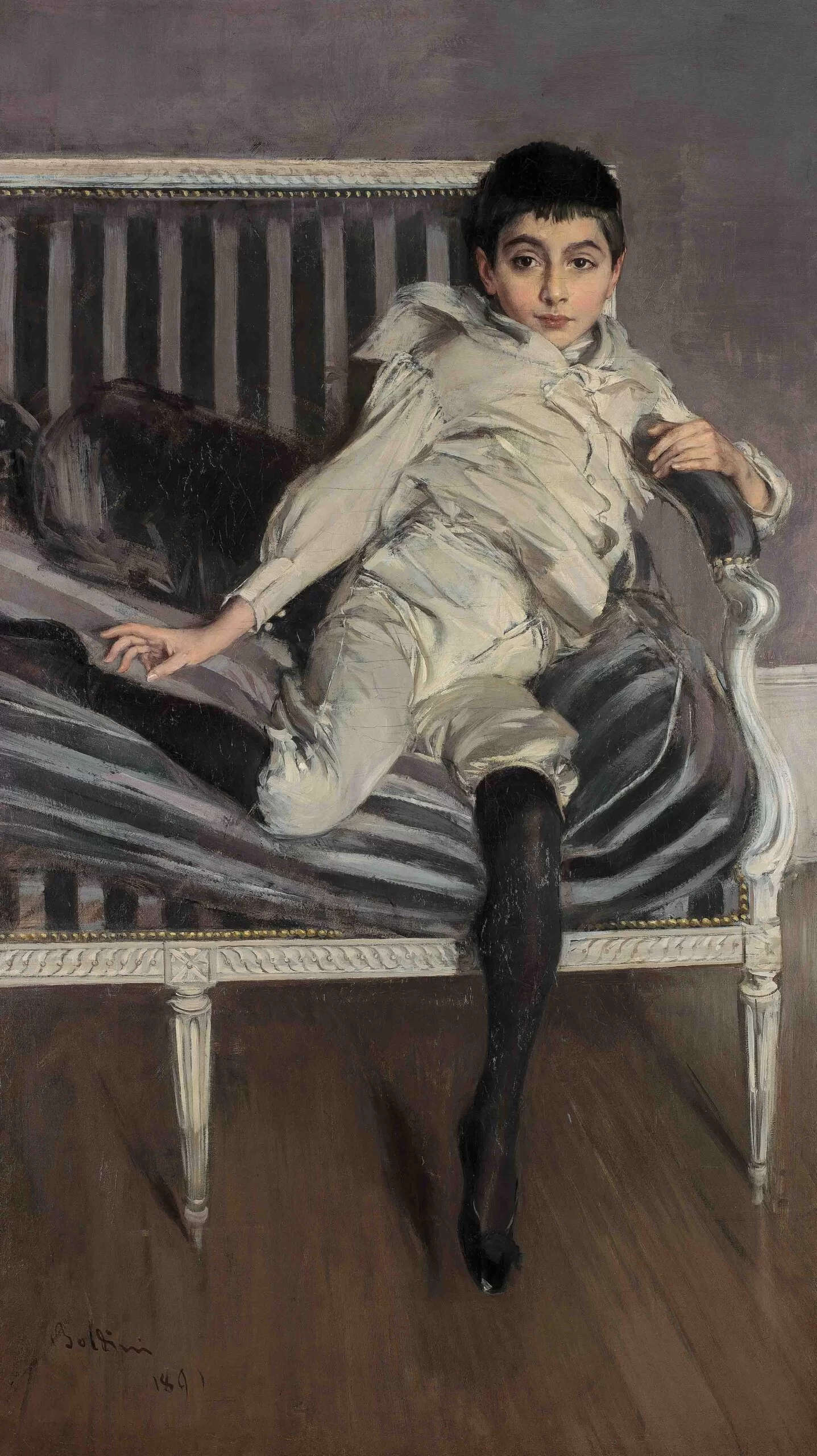 Giovanni Boldini, Portrait of Little Subercaseaux (1891; oil on canvas, 170 x 98.5 cm; Ferarra, Gallerie d'Arte Moderna e Contemporanea del Comune di Ferrara - Museo Giovanni Boldini, inv. 1364)