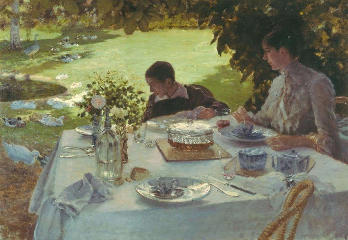 Giuseppe De Nittis, Breakfast in the Garden (1884; oil on canvas, 81 x 117 cm; Barletta, Pinacoteca Giuseppe De Nittis, inv. 861)