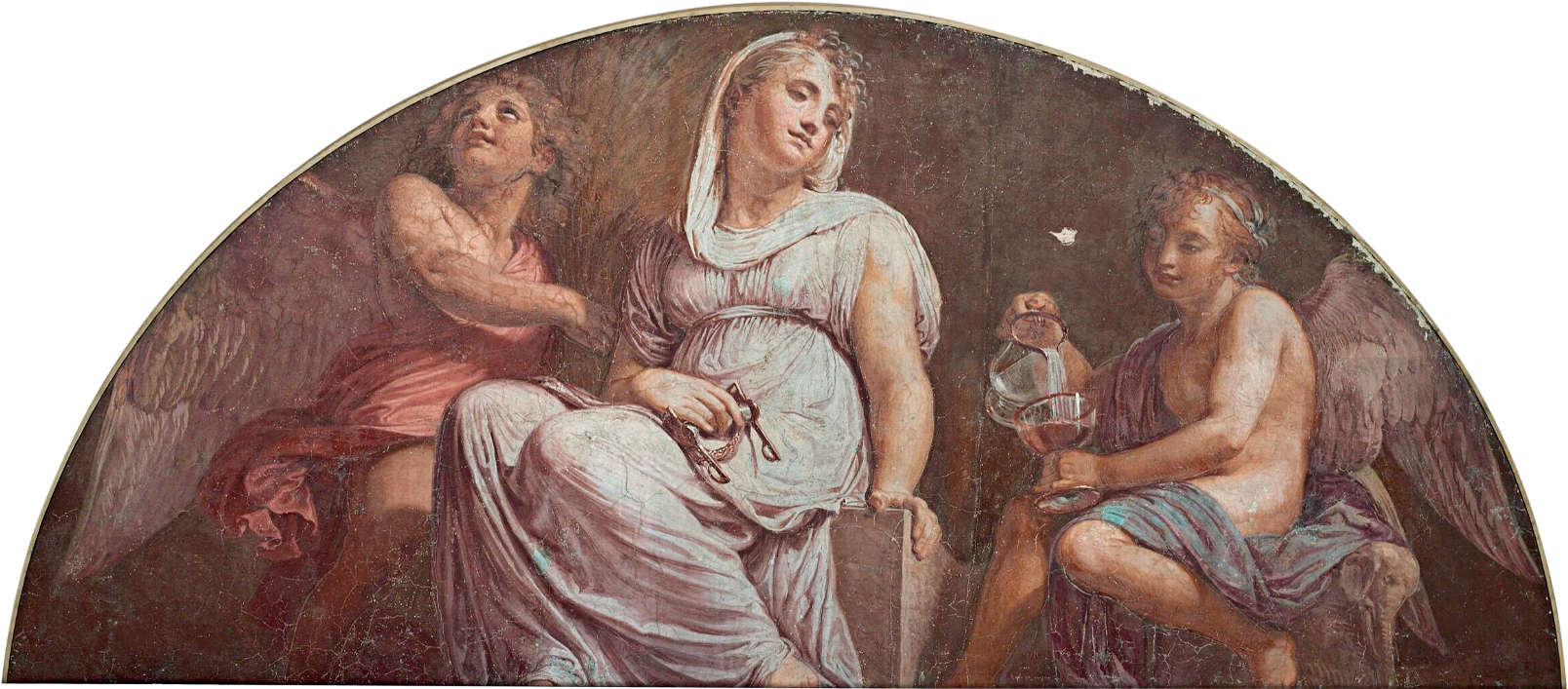 Andrea Appiani, Die Mäßigung (1808; Fresko abgenommen und auf Leinwand übertragen, 122 x 269 cm; Tremezzina, Villa Carlotta, Soprintendenza Archeologica Belle Arti e Paesaggio per la Citt&agrave; Metropolitana di Milano)