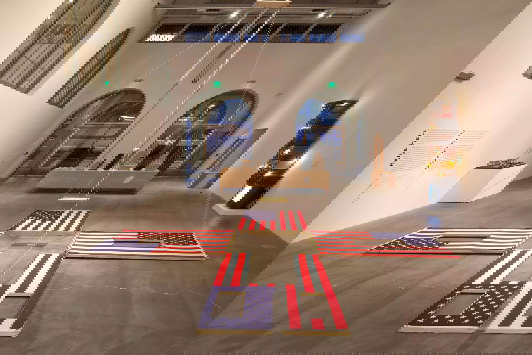 Vito Acconci, Instant House (1980; flags, wood, springs, ropes and pulleys, 243.8 &times; 152.4 &times; 152.4 cm)