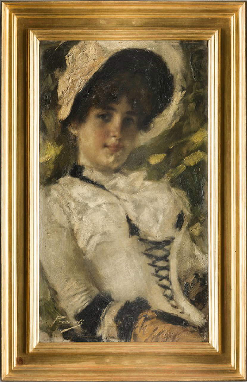 Gaetano Previati, Porträt von Erminia Cairati (1881; Öl auf Leinwand, 82 x 45,5 cm; Mailand, Galleria d'Arte Moderna)