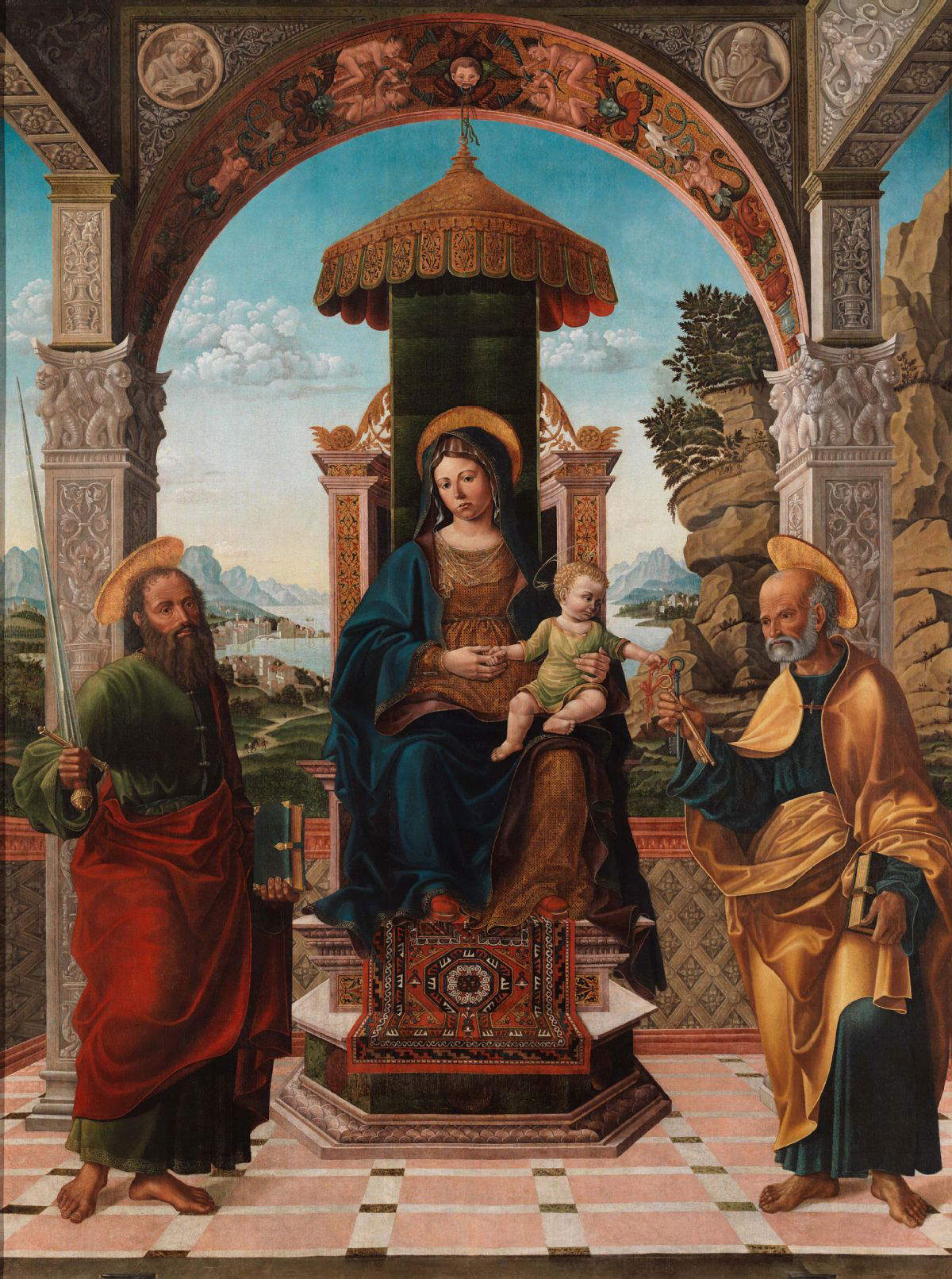 Francesco Bassano, Madonna in trono con il Bambino tra i Santi Paolo e Pietro (1519; olio su tela, 276 x 206,5 cm; Bassano del Grappa, Museo Civico, inv. 2)