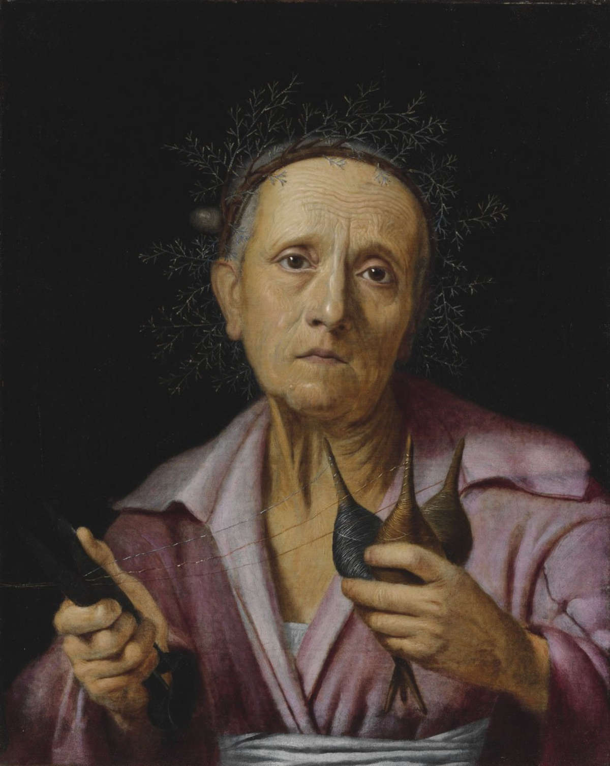 Pietro Bellotti, Parca Atropo (ca. 1660; oil on canvas, 62 &times; 49.2 cm; Budapest, Sz&eacute;pműv&eacute;szeti M&uacute;zeum, inv. 984)