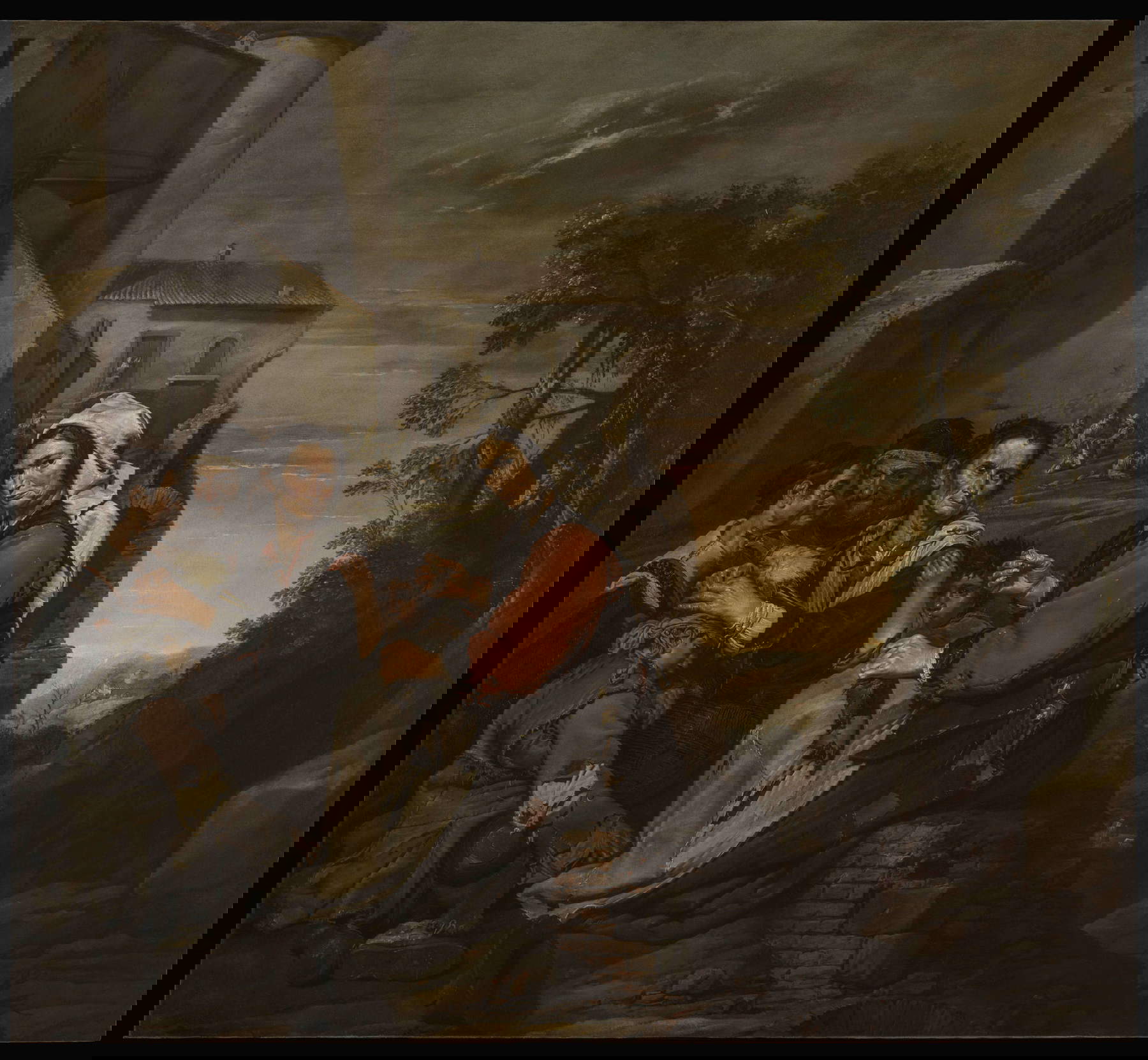 Pietro Bellotti, Popolani all'aperto (c. 1685-1690; oil on canvas, 192 &times; 211.5 cm; Venice, Gallerie dell'Accademia, cat. 2058)