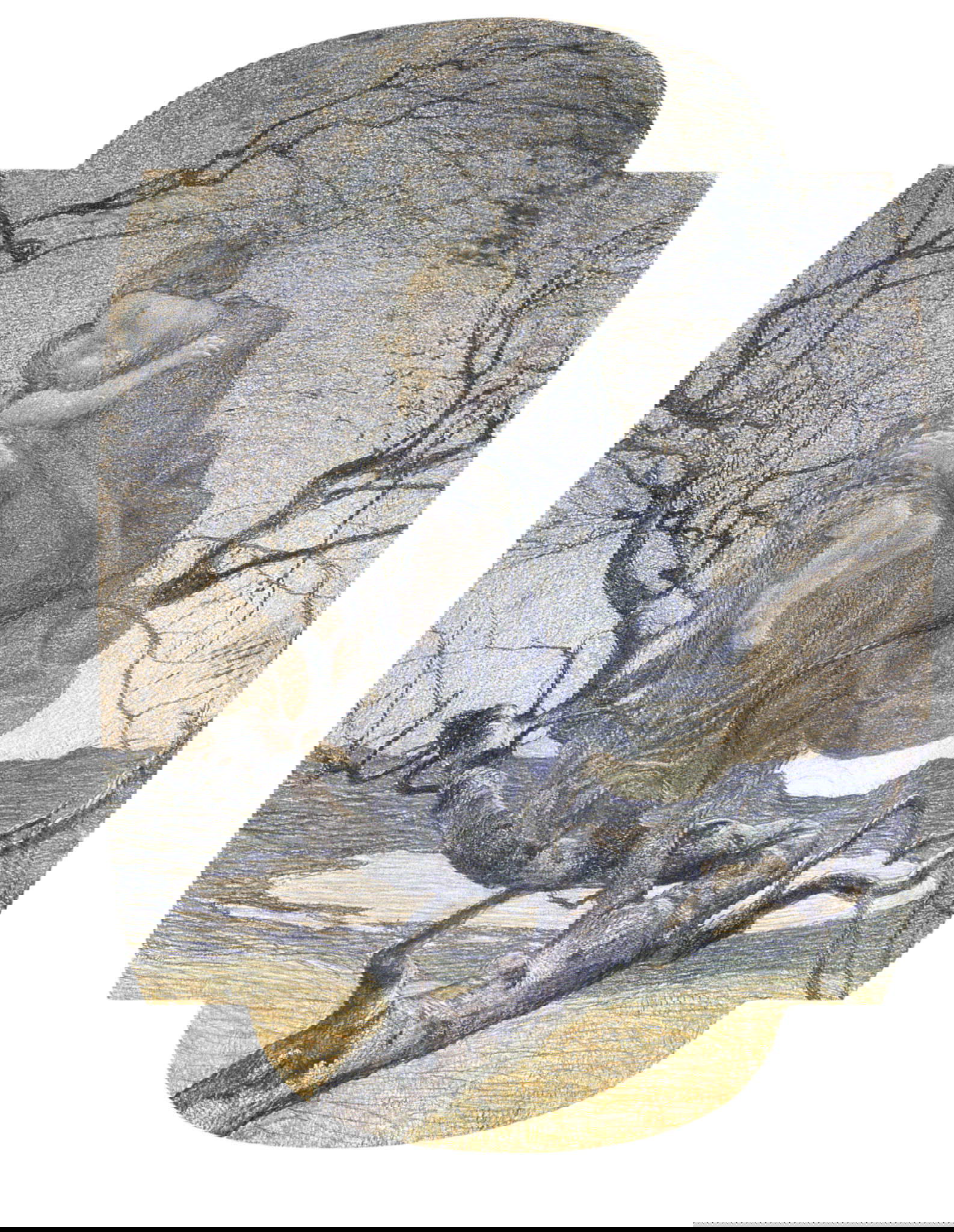 Giovanni Segantini, Ange de vie (1896 ; crayon de couleur, pastel, crayon dor&eacute; sur papier, crayon Cont&eacute;, 650 &times; 480 mm ; St. Moritz, Mus&eacute;e Segantini)