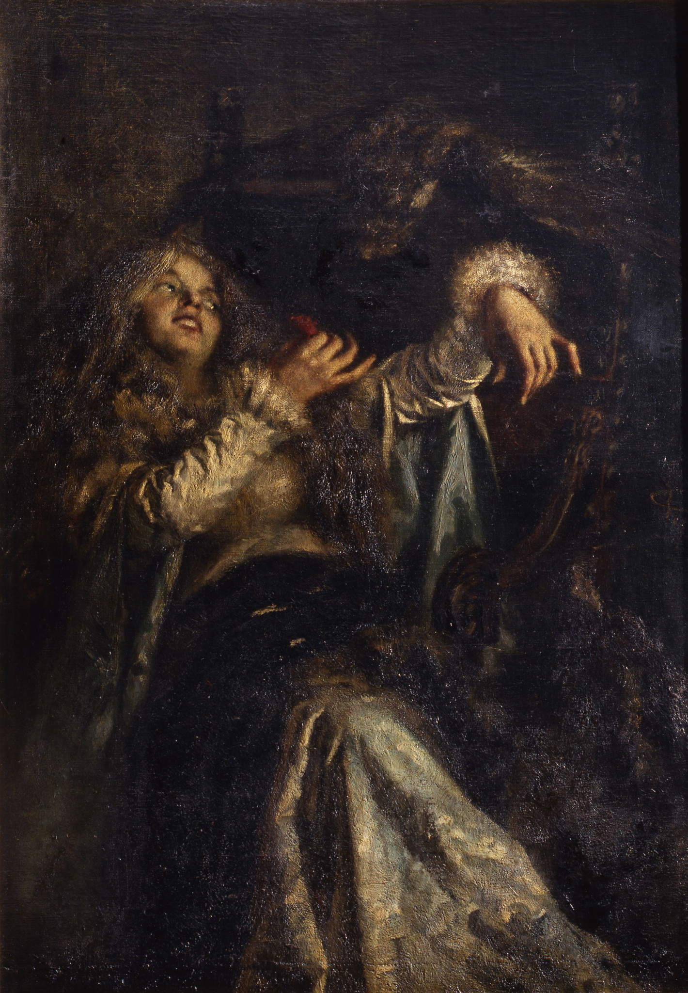 Giovanni Segantini, Le Fauconnier (1880 ; huile sur toile, 144 &times; 102 cm ; Pavie, Musei Civici)