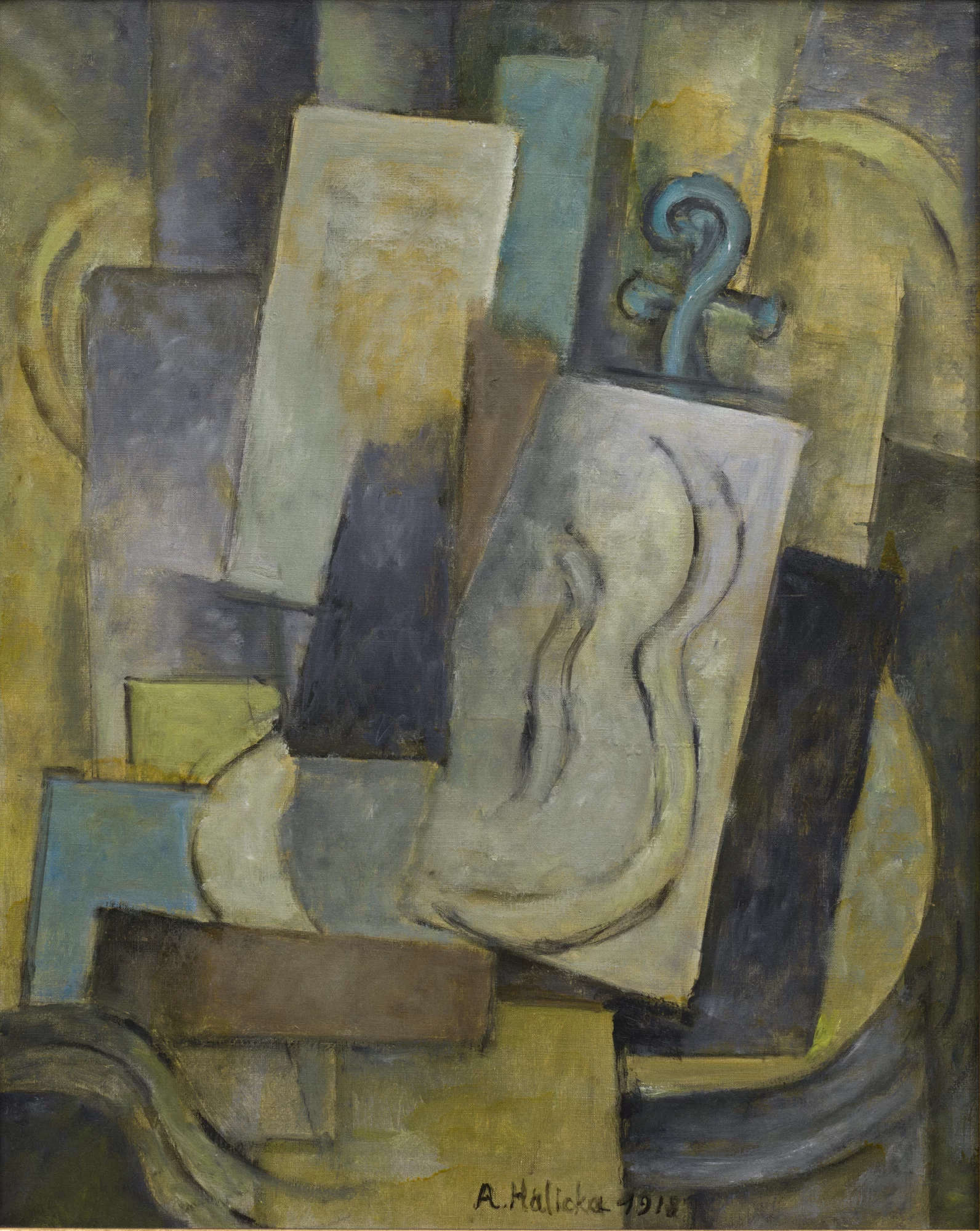 Alice Halicka, Nature morte au violon (1918 ; huile sur toile, 92,5 x 73 cm ; Bordeaux, Mus&eacute;e des Beaux-Arts, achat, 1972 Mairie de Bordeaux, Mus&eacute;e des Beaux-Arts,). Photo &copy; F. Deval &copy; Adagp, Paris, 2025