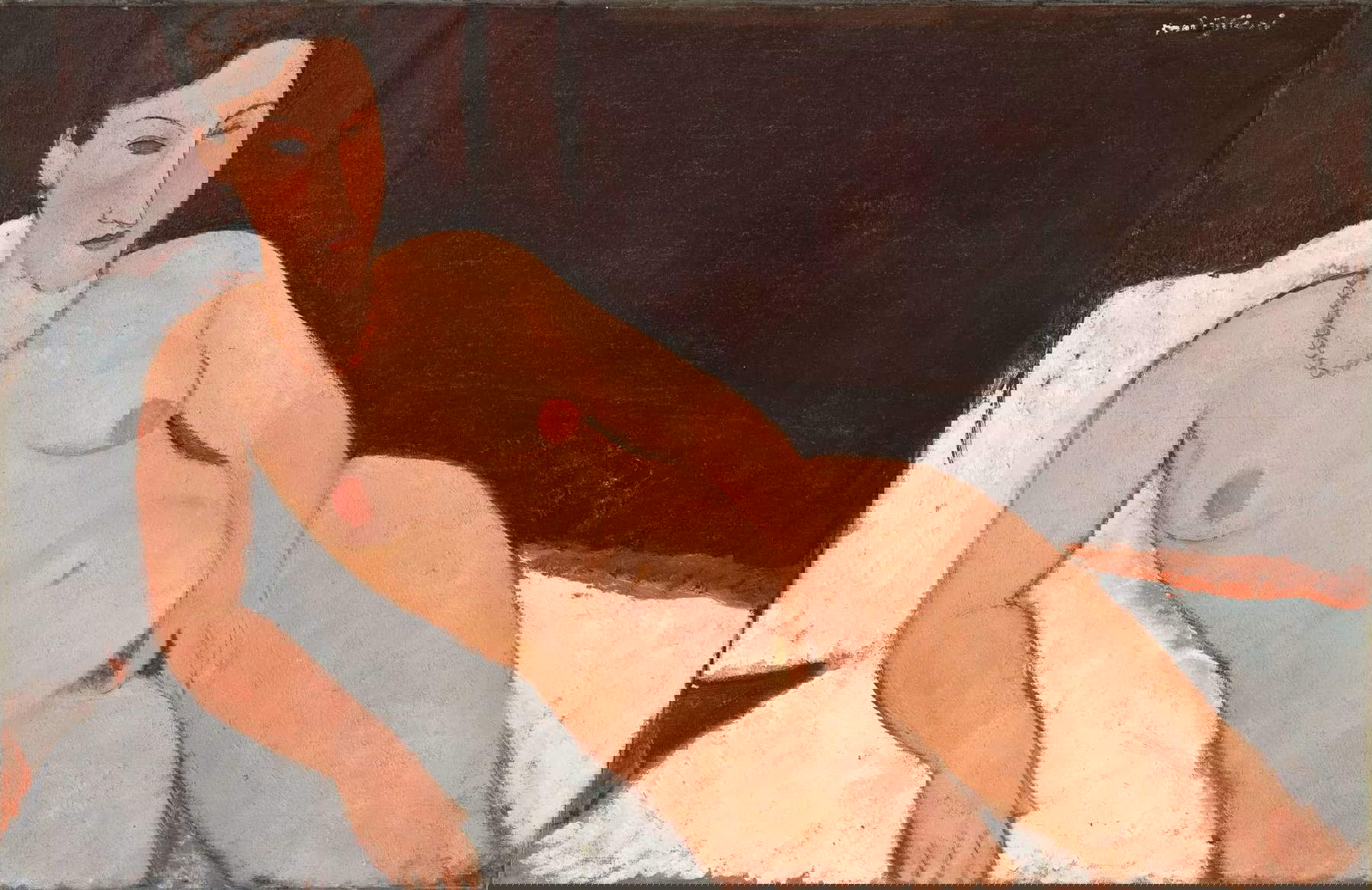 Amedeo Modigliani, Nu au collier de corail (1917 ; huile sur toile, 66,5 &times; 101,1 cm ; Oberlin, Allen Memorial Art Museum, Oberlin College, Ohio). Photo &copy; Allen Memorial Art Museum, Oberlin College, Ohio