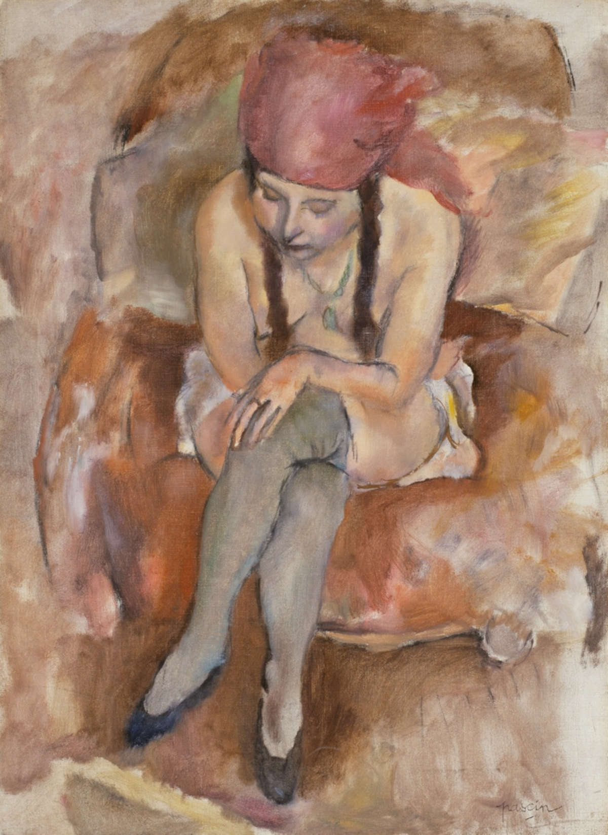 Jules Pascin, Claudine au repos (1913 ; huile sur toile, 81 x 60 cm ; Chicago, The Art Institute, inv. 1936.11)