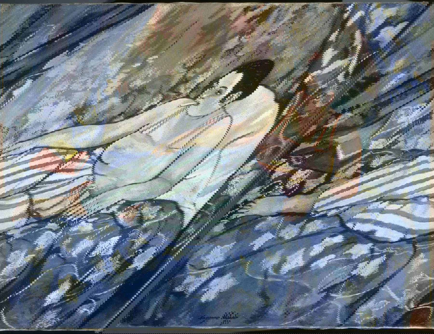 Suzanne Valadon, La Chambre bleue (1923 ; huile sur toile, 90 &times; 116 cm ; Paris, Centre Pompidou, Mus&eacute;e national d'Art moderne / Centre de cr&eacute;ation industrielle, prêt au Mus&eacute;e des Beaux-Arts de Limoges). Photos &copy; Centre Pompidou, MNAMCCI, Dist. GrandPalaisRmn / Jacqueline Hyde